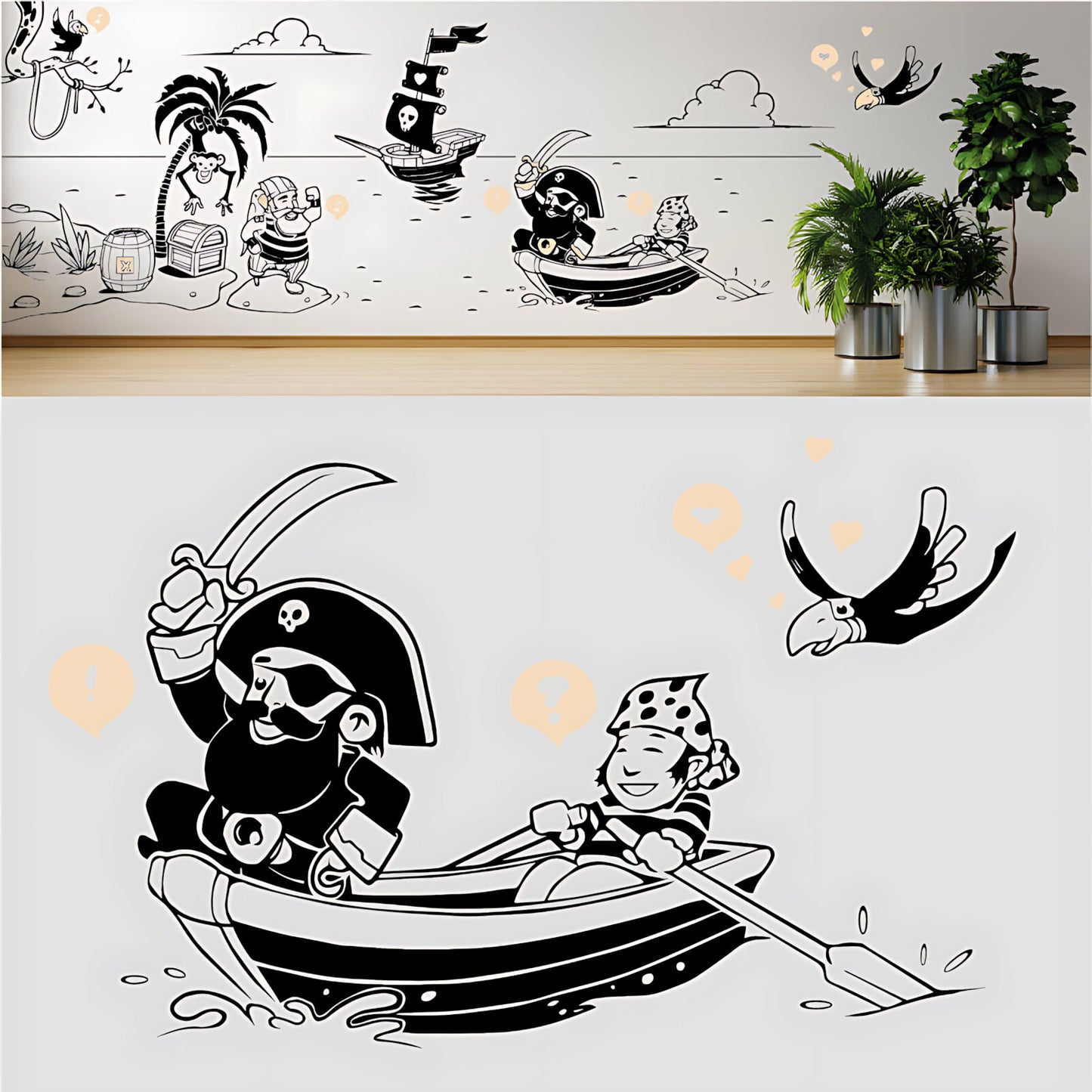 A Pirate's Life Complete Wall Mural – Kids Bedroom Cartoon Pirate Sticker Set