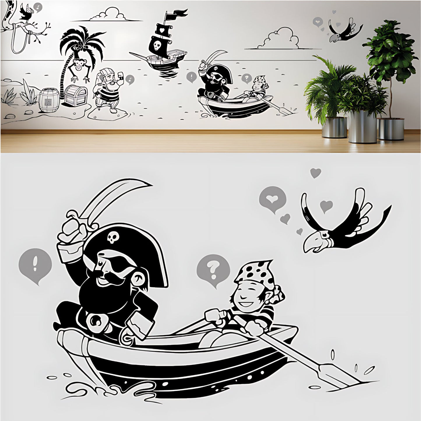 A Pirate's Life Complete Wall Mural – Kids Bedroom Cartoon Pirate Sticker Set