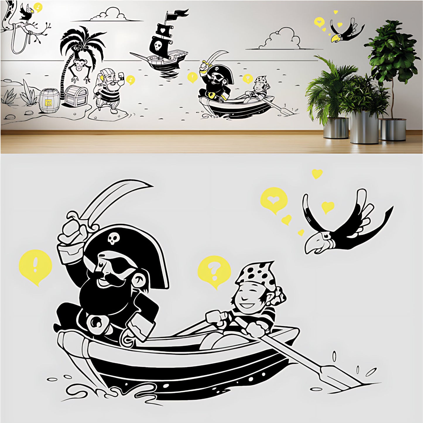 A Pirate's Life Complete Wall Mural – Kids Bedroom Cartoon Pirate Sticker Set