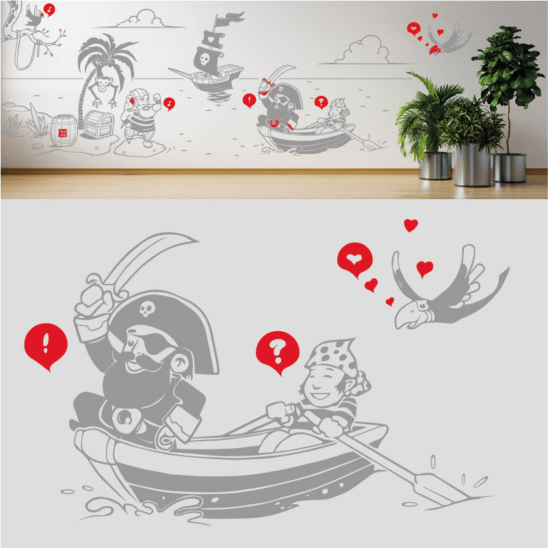 A Pirate's Life Complete Wall Mural – Kids Bedroom Cartoon Pirate Sticker Set