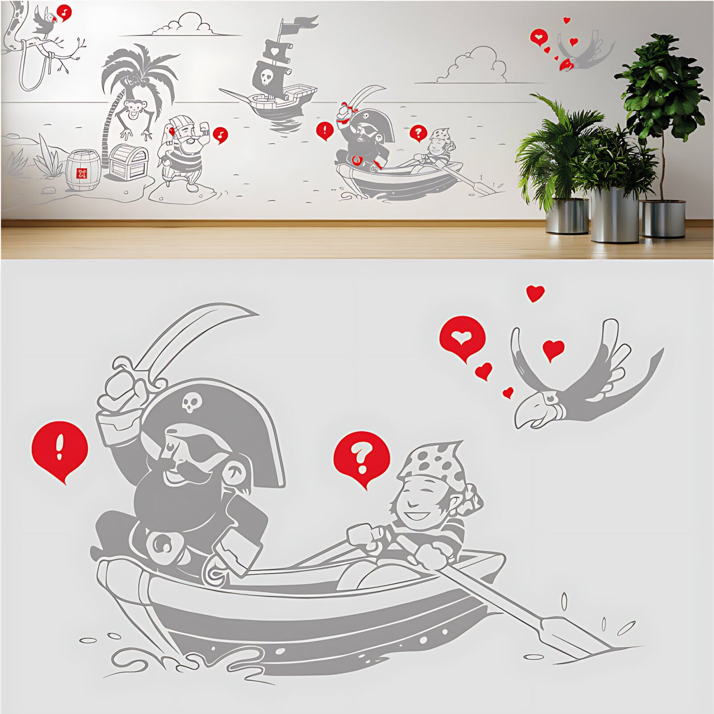 A Pirate's Life Complete Wall Mural – Kids Bedroom Cartoon Pirate Sticker Set