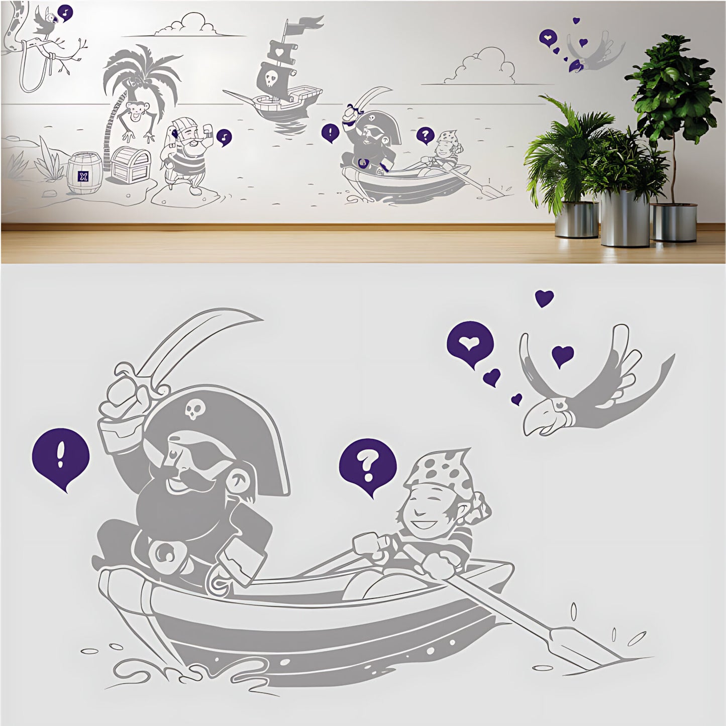 A Pirate's Life Complete Wall Mural – Kids Bedroom Cartoon Pirate Sticker Set