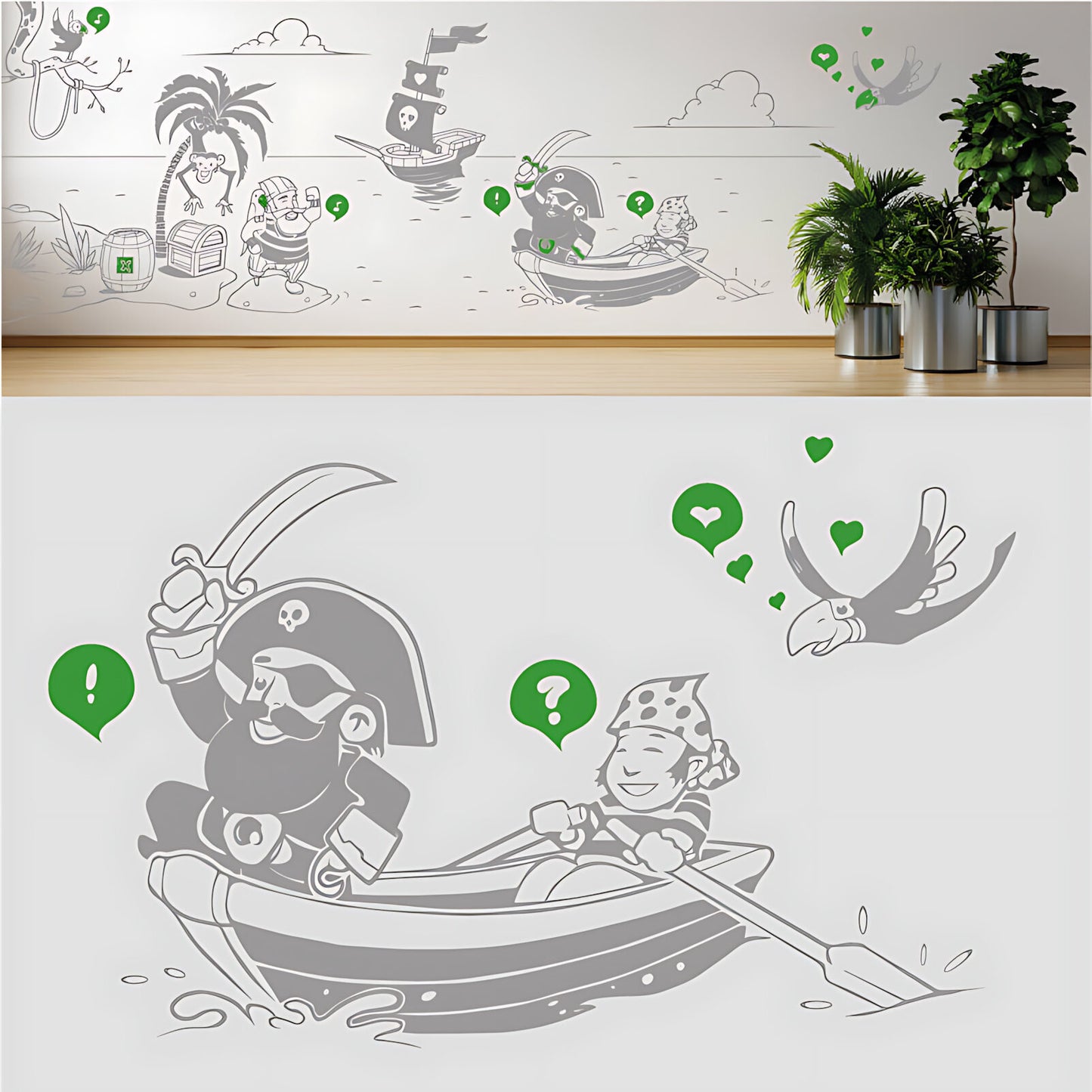 A Pirate's Life Complete Wall Mural – Kids Bedroom Cartoon Pirate Sticker Set