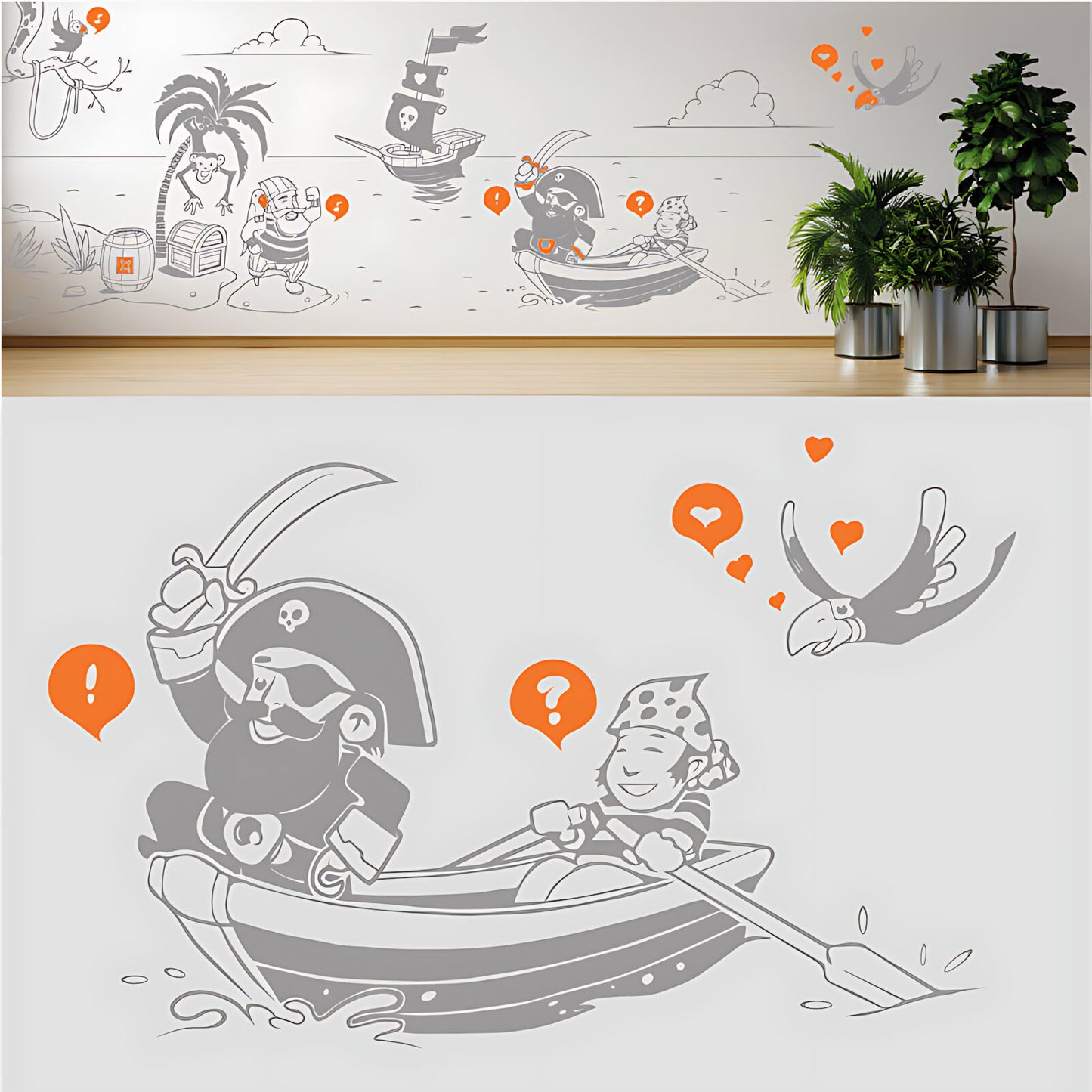 A Pirate's Life Complete Wall Mural – Kids Bedroom Cartoon Pirate Sticker Set