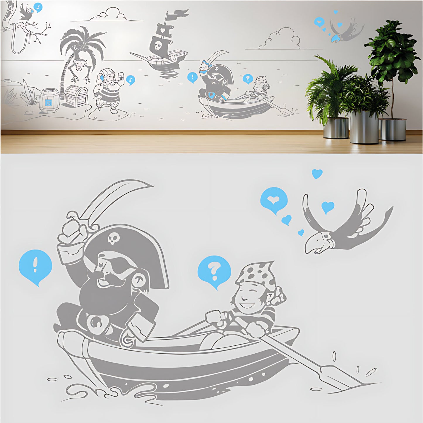 A Pirate's Life Complete Wall Mural – Kids Bedroom Cartoon Pirate Sticker Set
