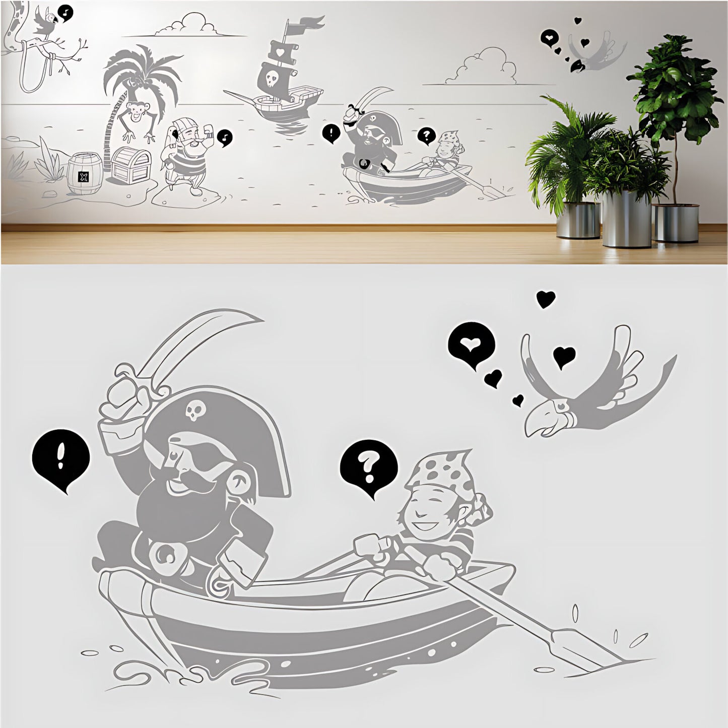 A Pirate's Life Complete Wall Mural – Kids Bedroom Cartoon Pirate Sticker Set