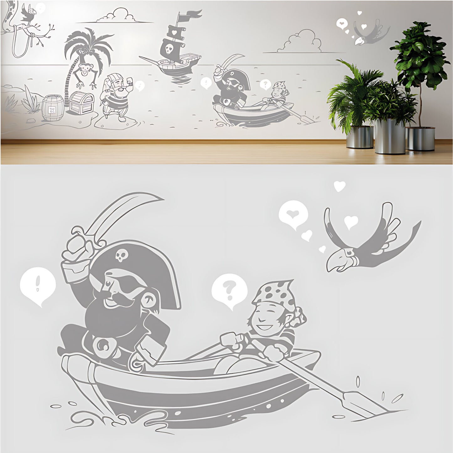 A Pirate's Life Complete Wall Mural – Kids Bedroom Cartoon Pirate Sticker Set