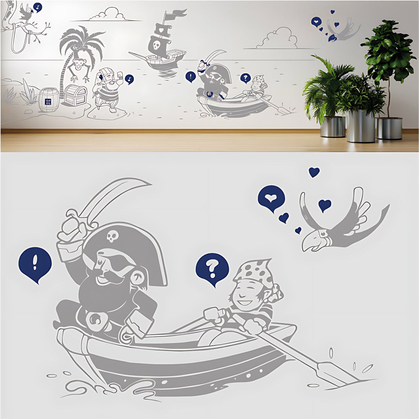 A Pirate's Life Complete Wall Mural – Kids Bedroom Cartoon Pirate Sticker Set
