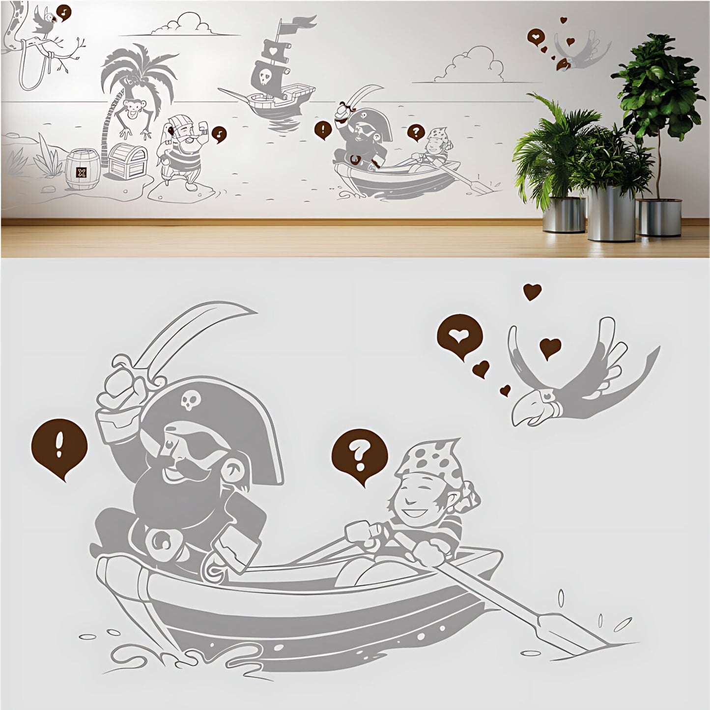 A Pirate's Life Complete Wall Mural – Kids Bedroom Cartoon Pirate Sticker Set
