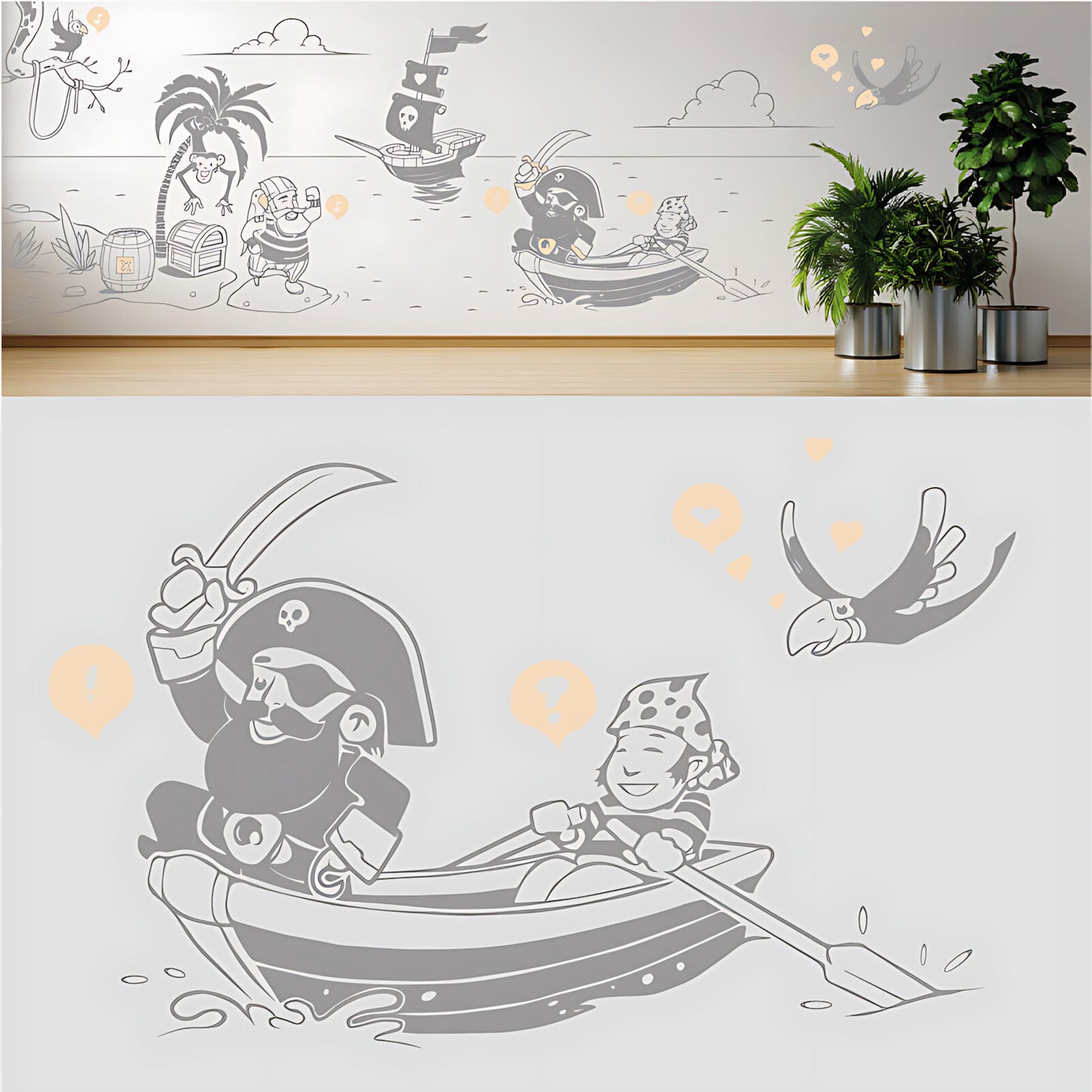 A Pirate's Life Complete Wall Mural – Kids Bedroom Cartoon Pirate Sticker Set