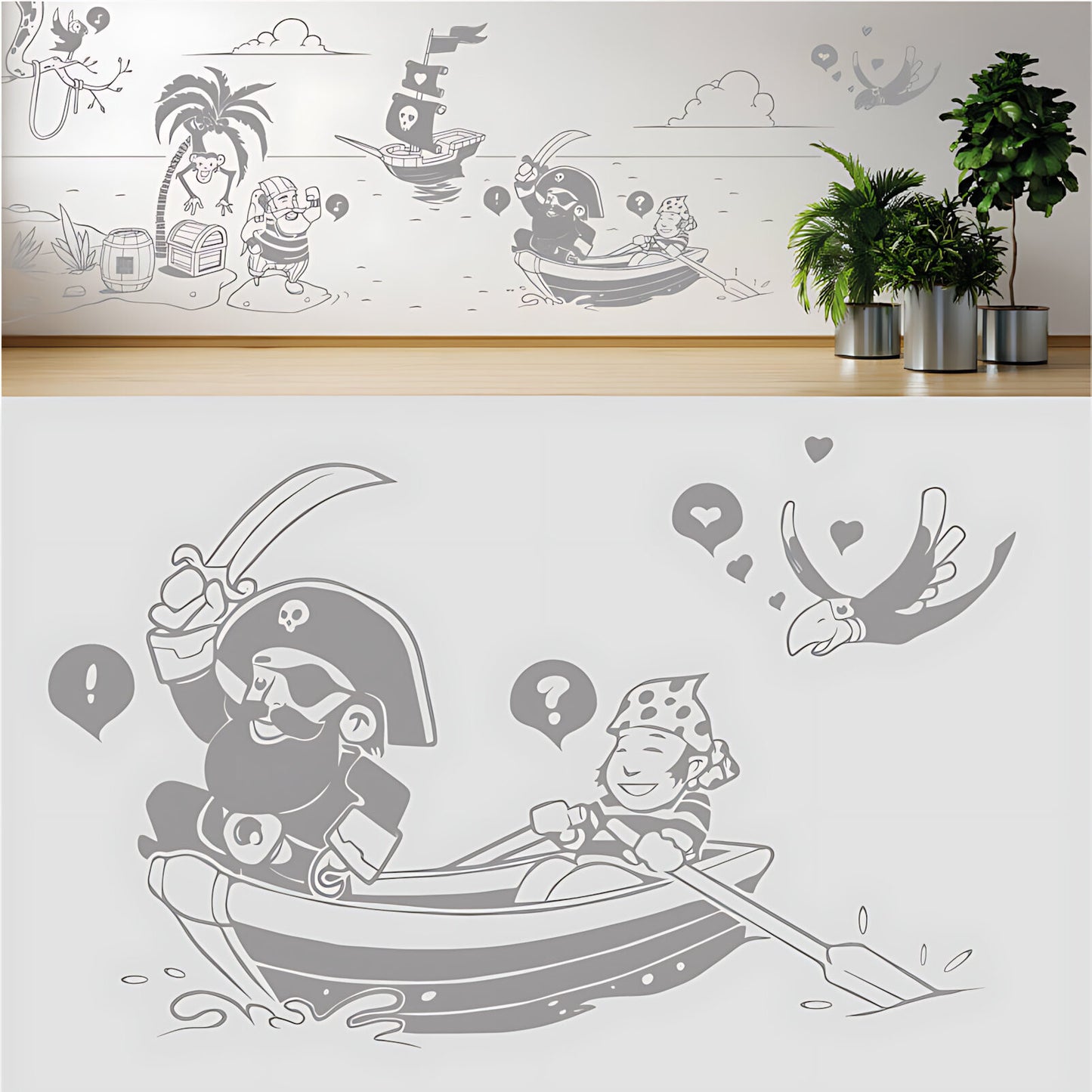 A Pirate's Life Complete Wall Mural – Kids Bedroom Cartoon Pirate Sticker Set