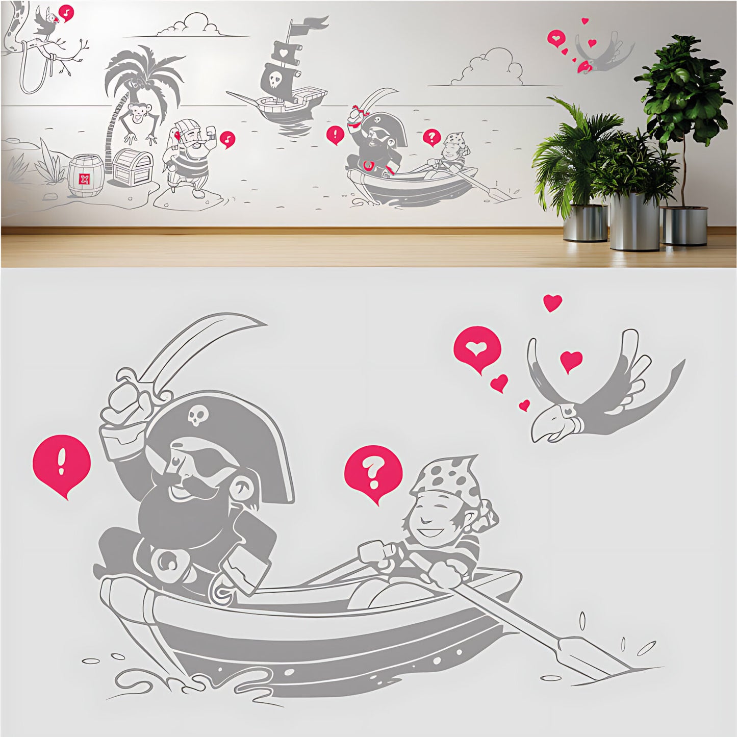 A Pirate's Life Complete Wall Mural – Kids Bedroom Cartoon Pirate Sticker Set