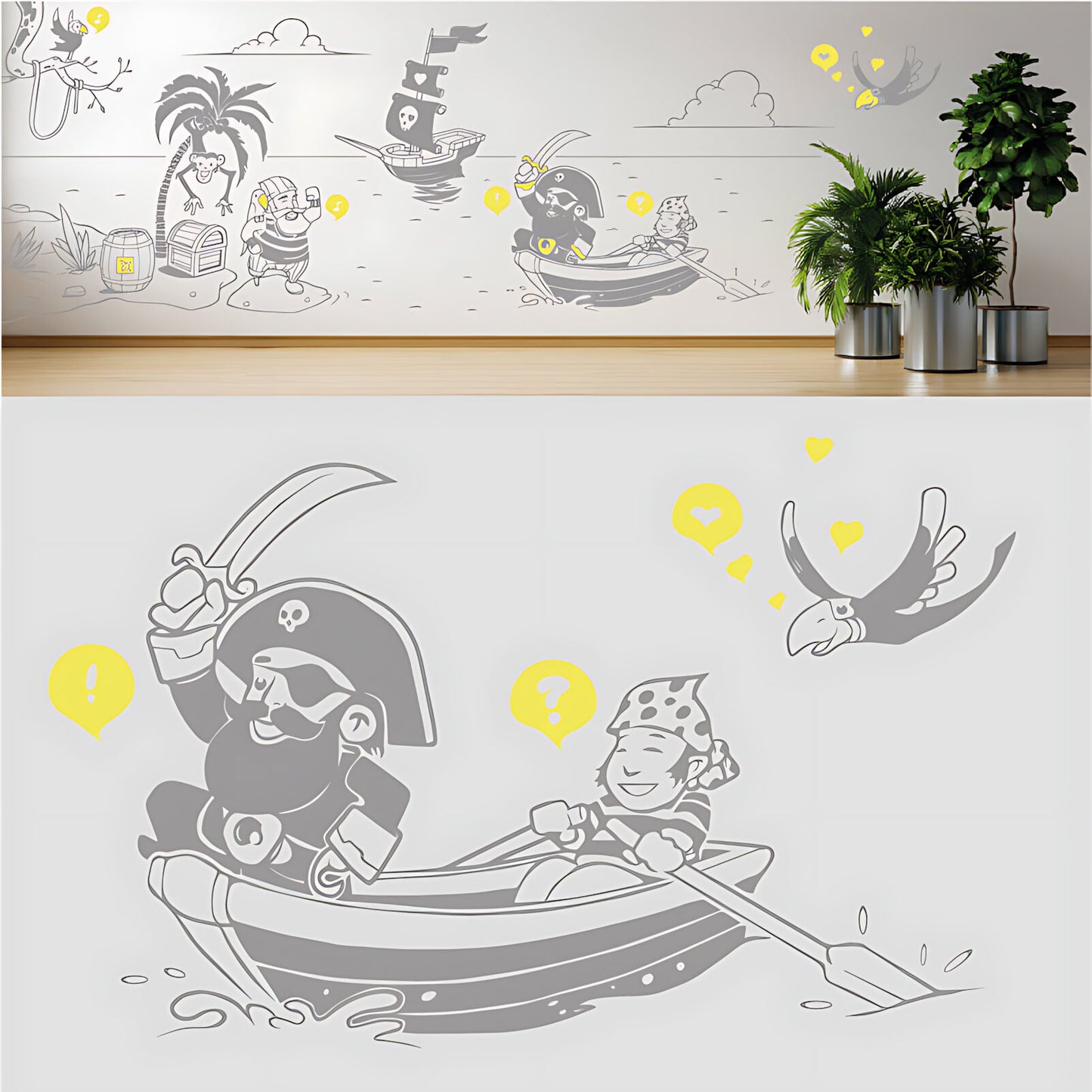 A Pirate's Life Complete Wall Mural – Kids Bedroom Cartoon Pirate Sticker Set