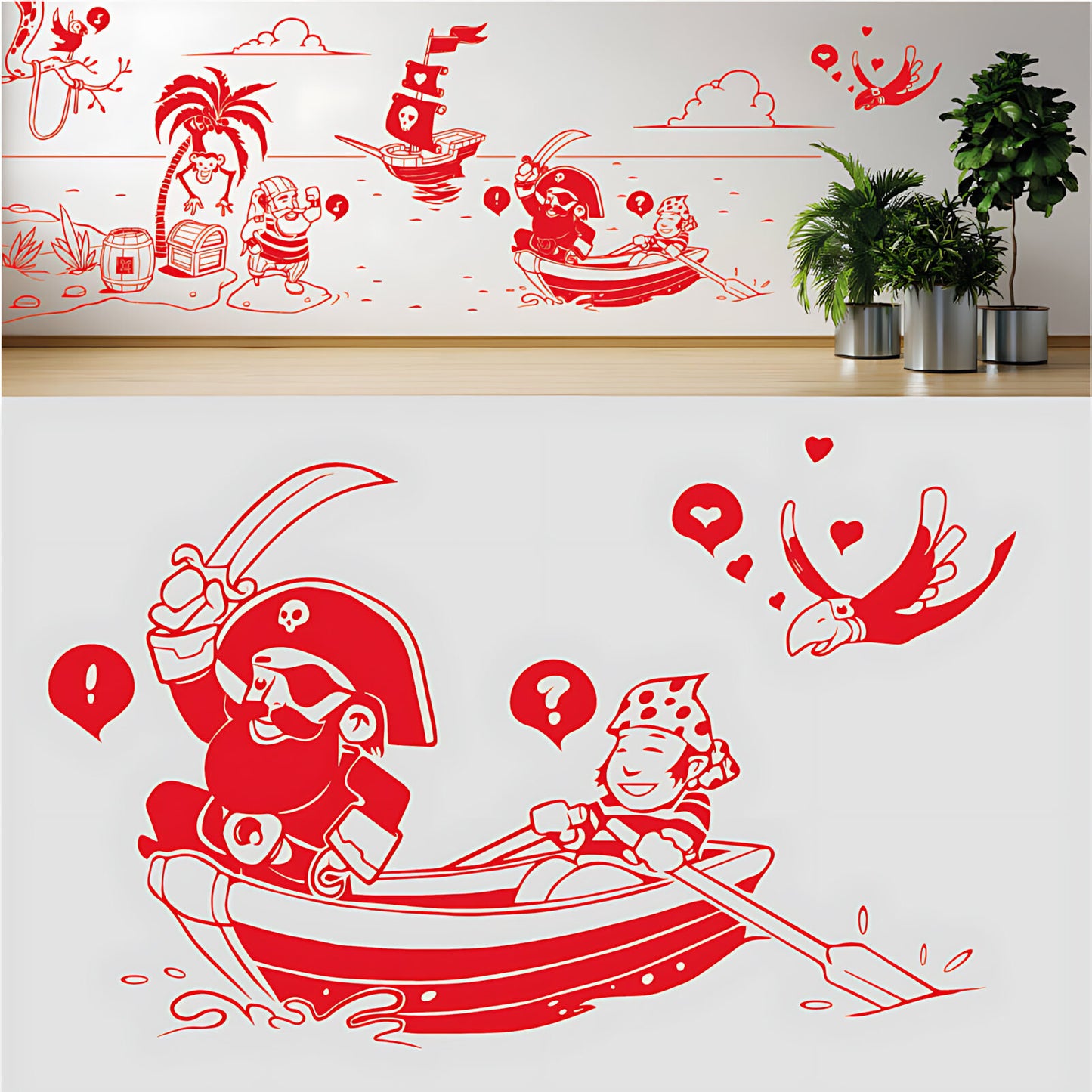 A Pirate's Life Complete Wall Mural – Kids Bedroom Cartoon Pirate Sticker Set