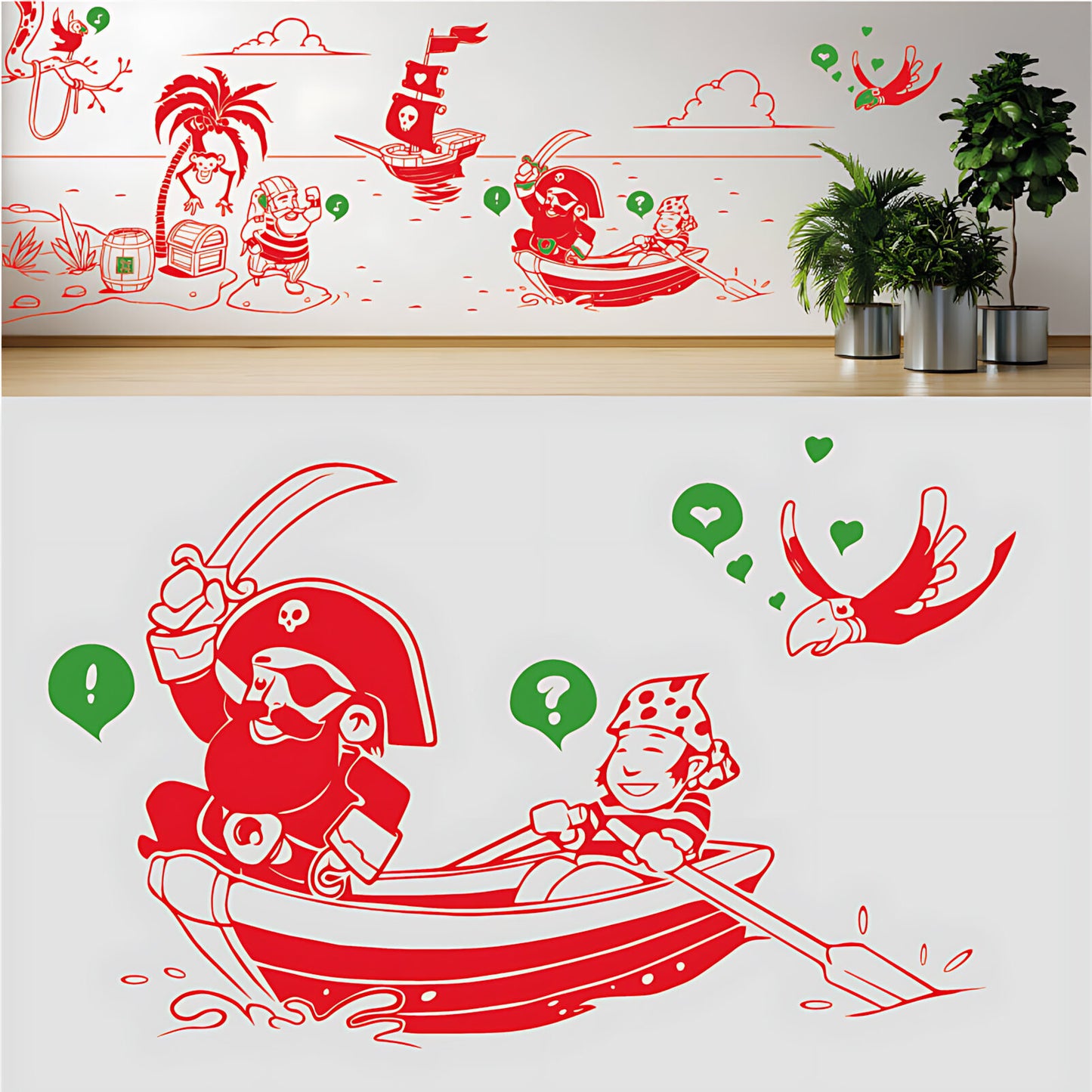 A Pirate's Life Complete Wall Mural – Kids Bedroom Cartoon Pirate Sticker Set