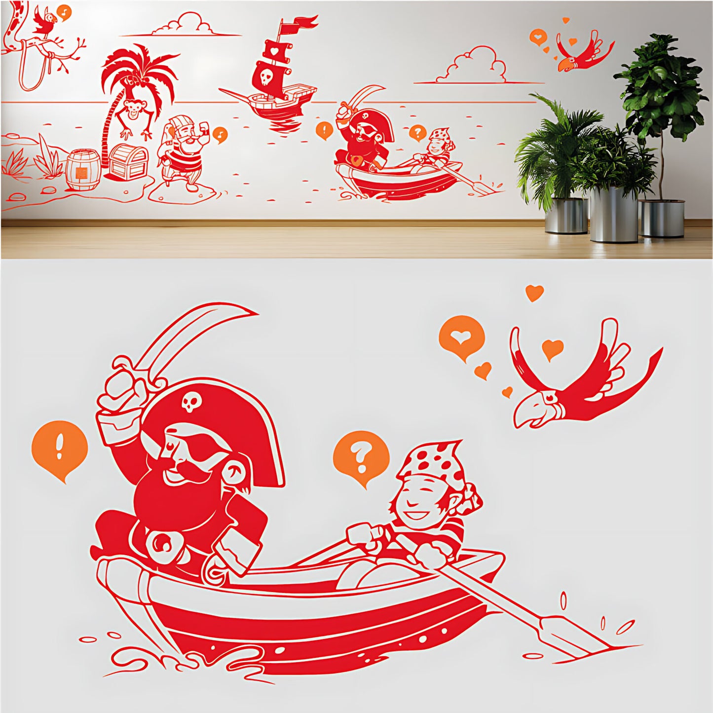 A Pirate's Life Complete Wall Mural – Kids Bedroom Cartoon Pirate Sticker Set
