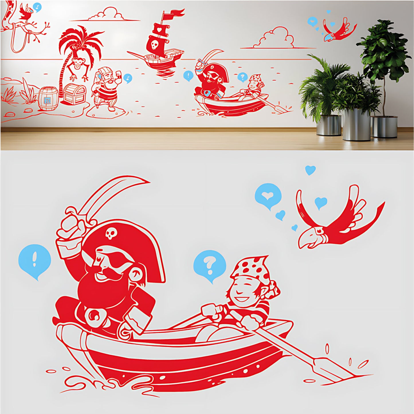 A Pirate's Life Complete Wall Mural – Kids Bedroom Cartoon Pirate Sticker Set