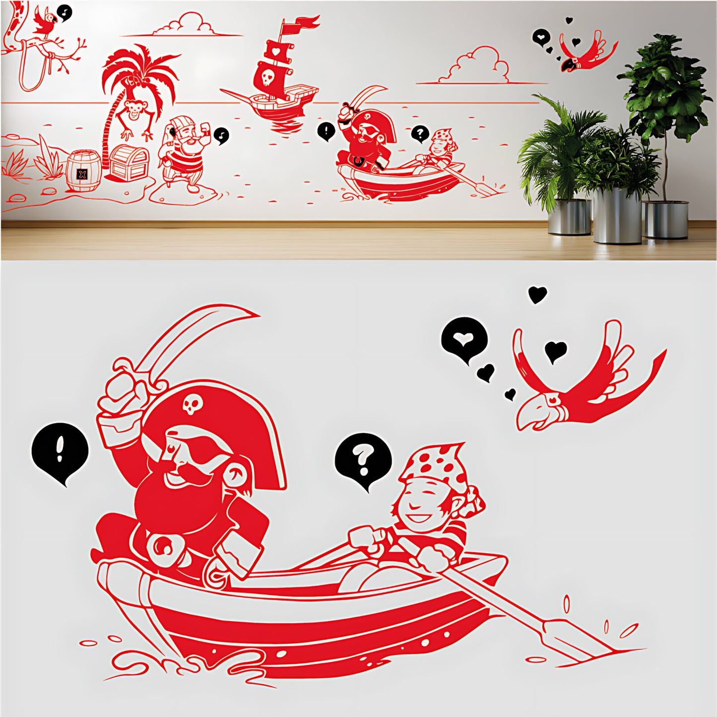 A Pirate's Life Complete Wall Mural – Kids Bedroom Cartoon Pirate Sticker Set