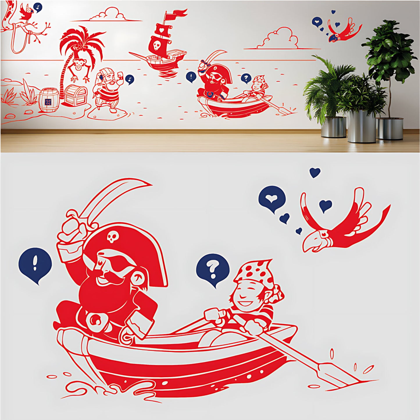 A Pirate's Life Complete Wall Mural – Kids Bedroom Cartoon Pirate Sticker Set