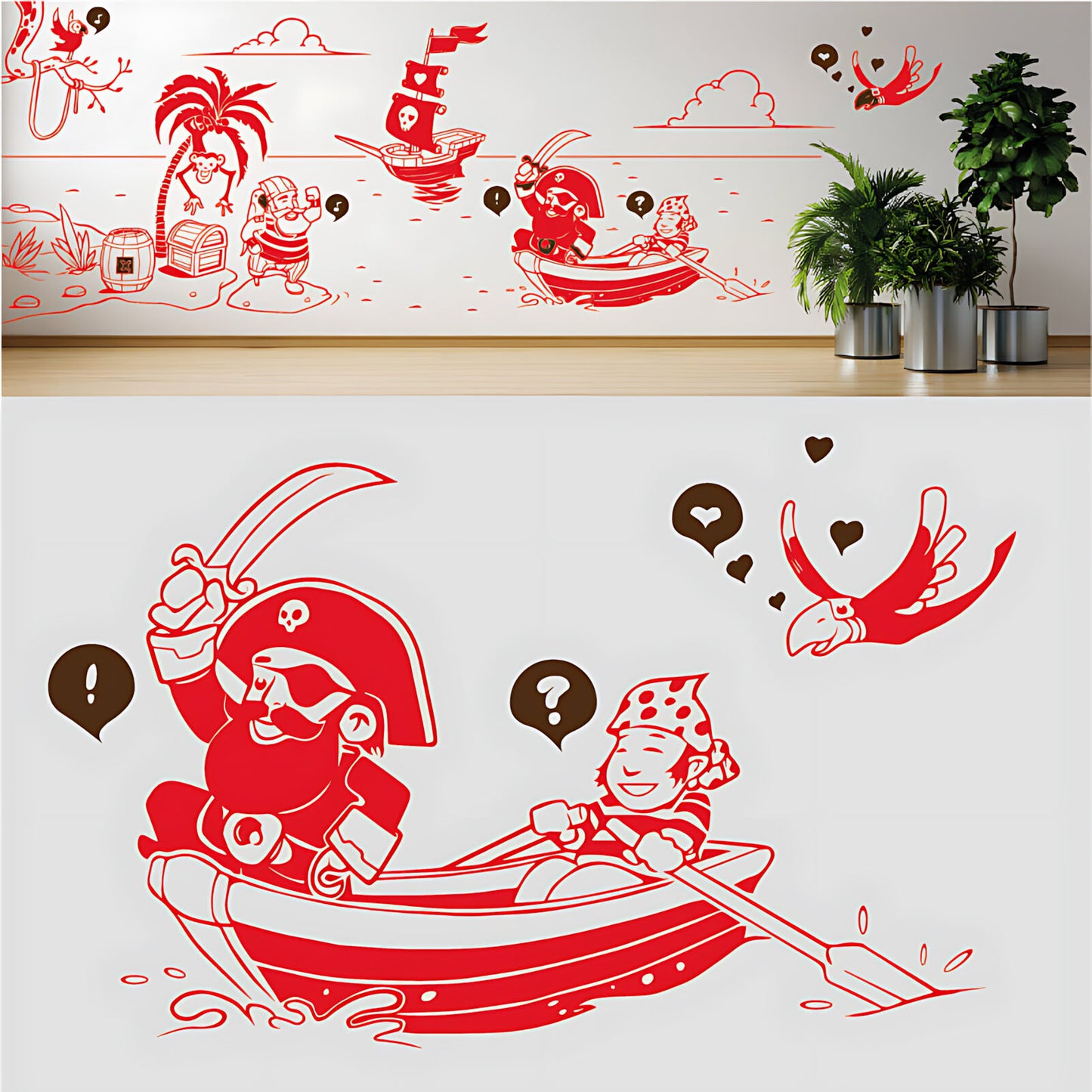 A Pirate's Life Complete Wall Mural – Kids Bedroom Cartoon Pirate Sticker Set