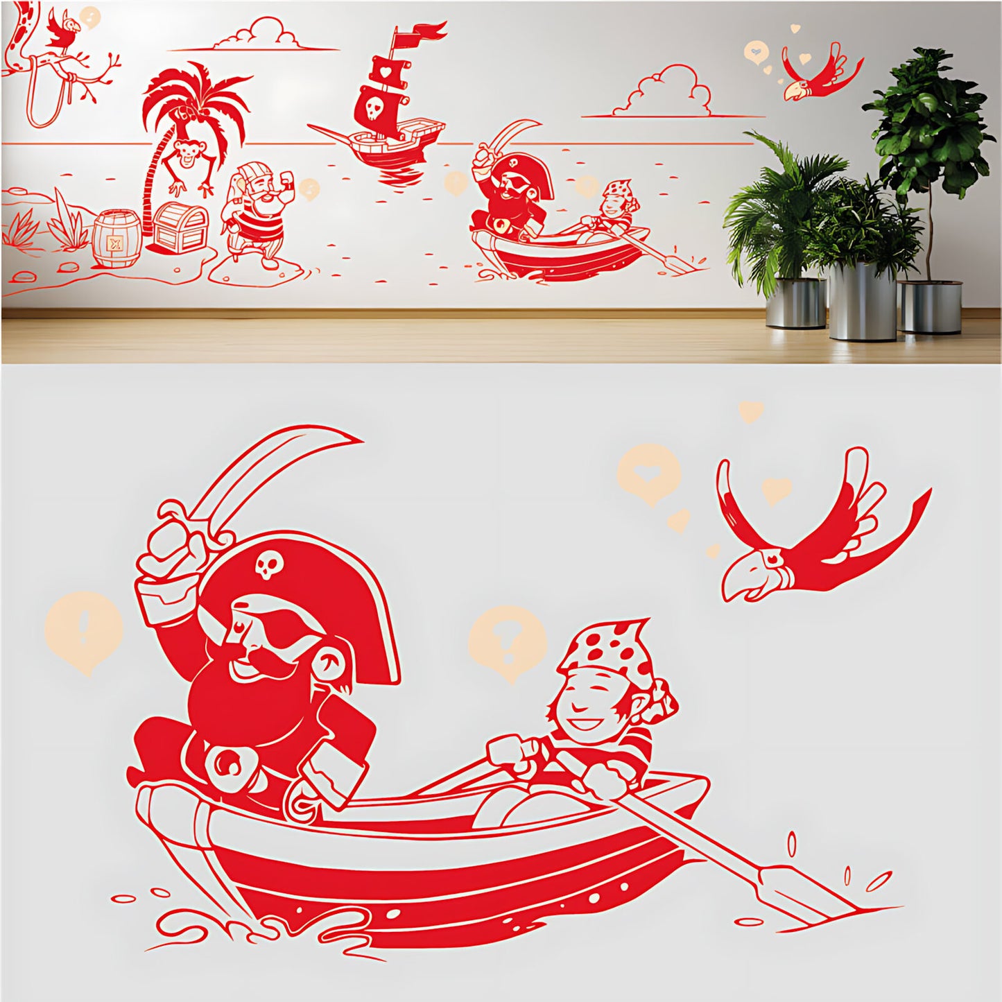 A Pirate's Life Complete Wall Mural – Kids Bedroom Cartoon Pirate Sticker Set