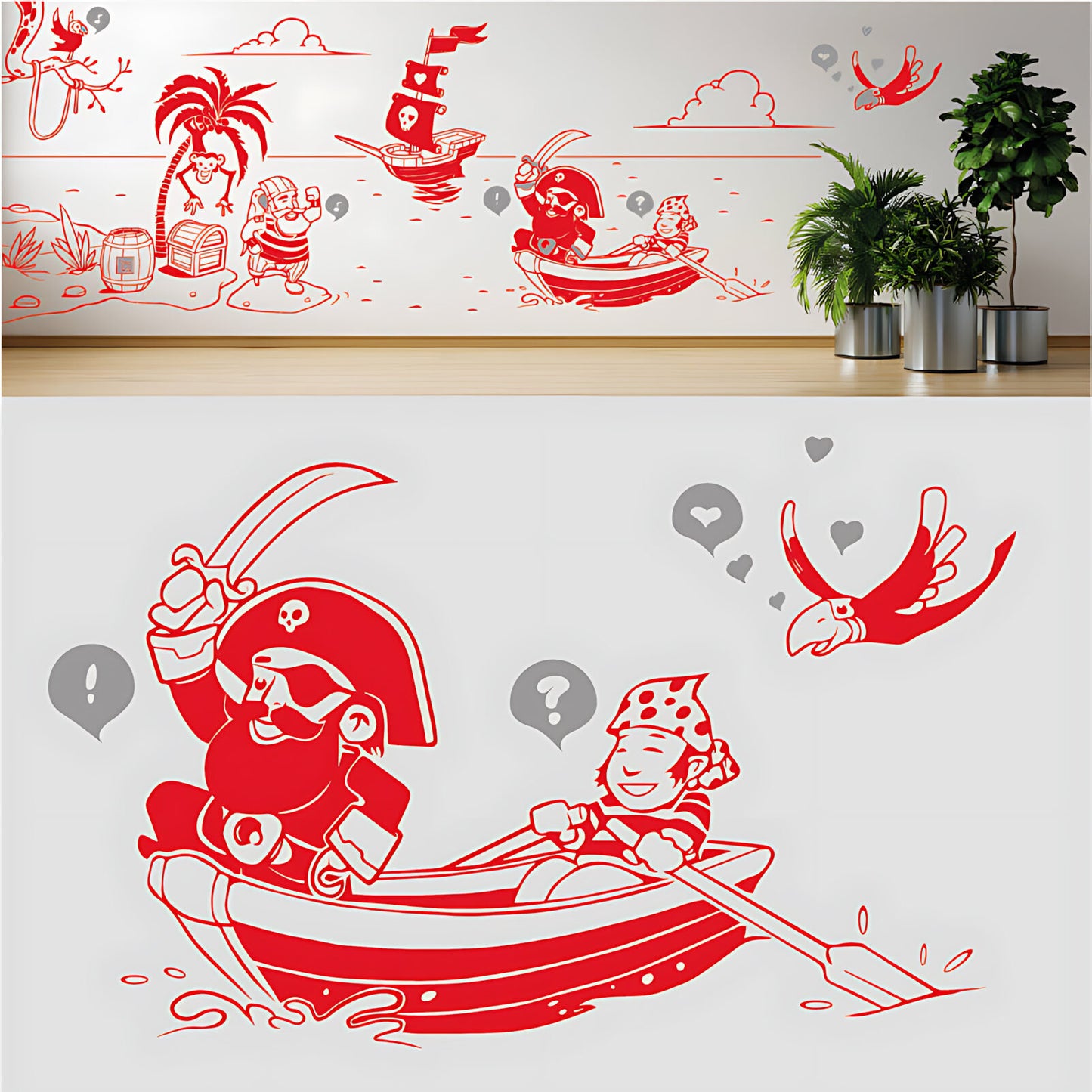 A Pirate's Life Complete Wall Mural – Kids Bedroom Cartoon Pirate Sticker Set
