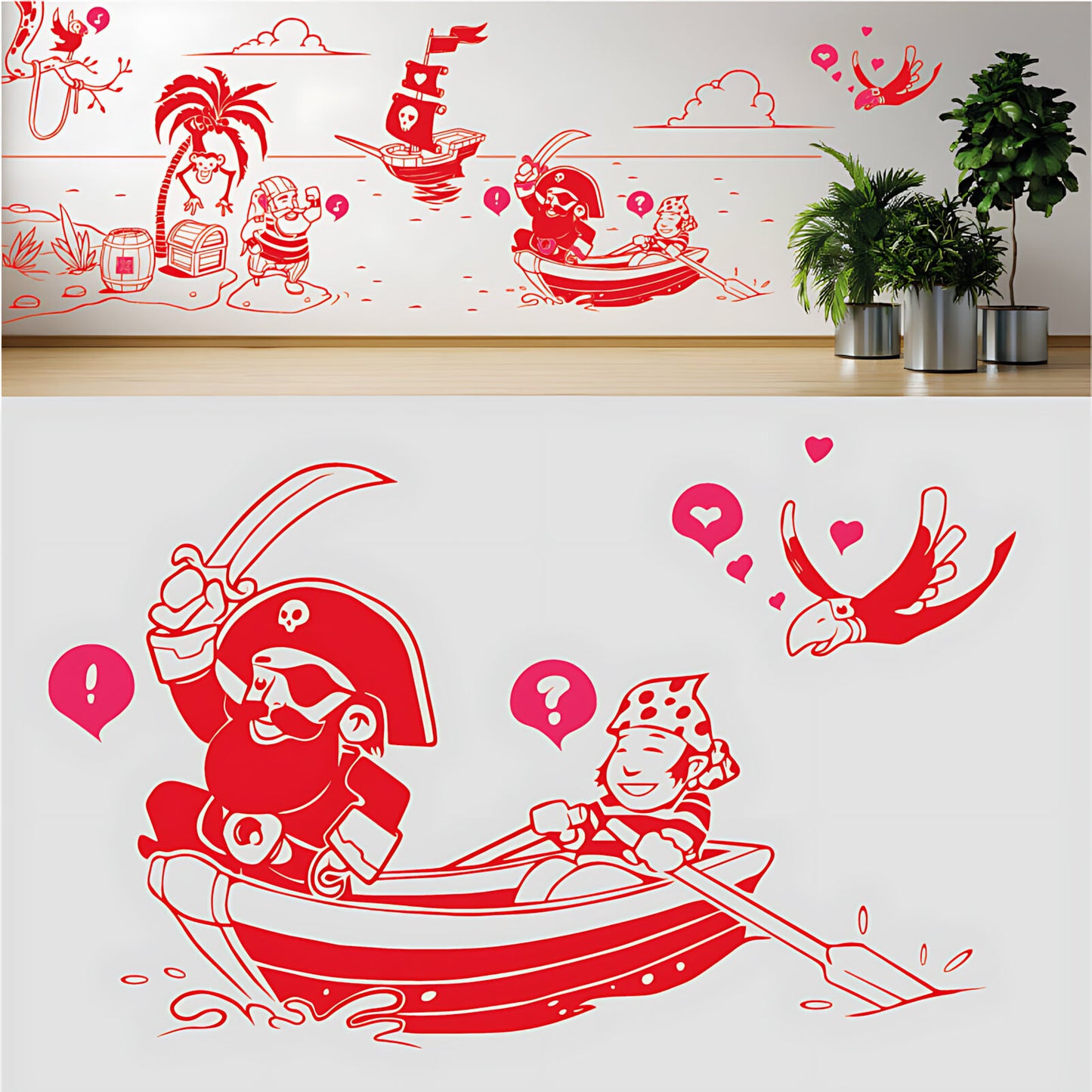 A Pirate's Life Complete Wall Mural – Kids Bedroom Cartoon Pirate Sticker Set