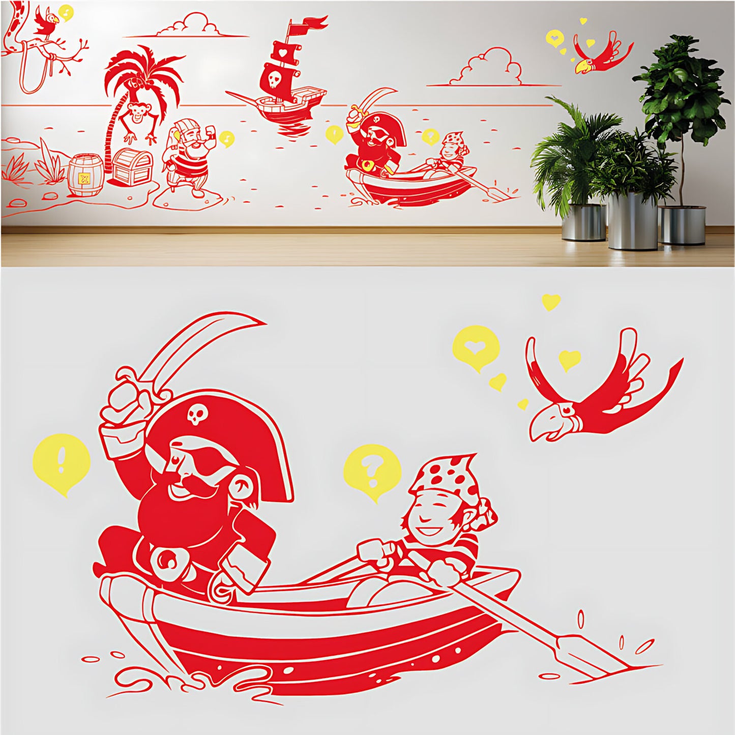 A Pirate's Life Complete Wall Mural – Kids Bedroom Cartoon Pirate Sticker Set