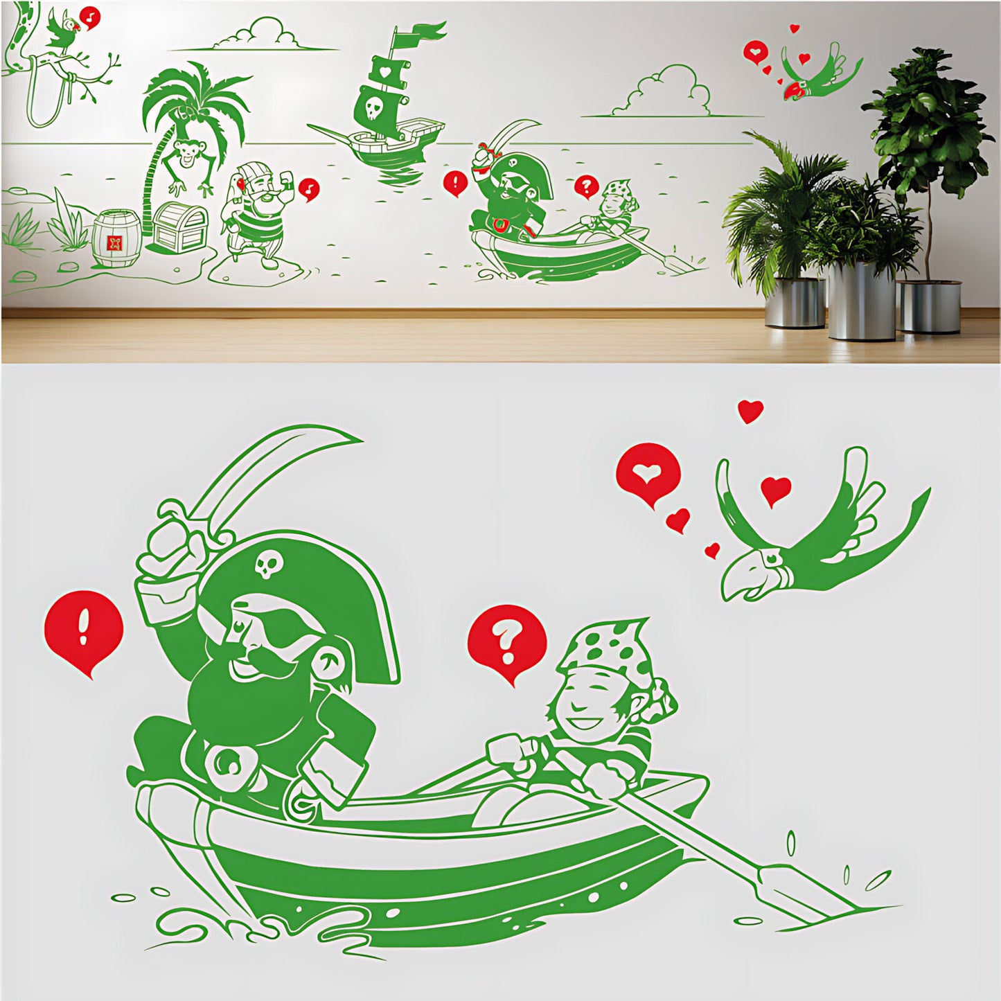 A Pirate's Life Complete Wall Mural – Kids Bedroom Cartoon Pirate Sticker Set