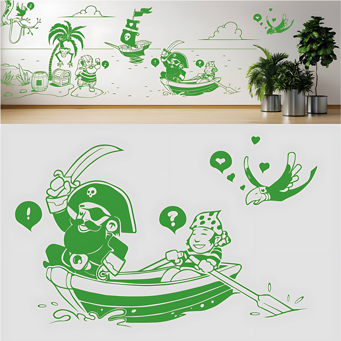 A Pirate's Life Complete Wall Mural – Kids Bedroom Cartoon Pirate Sticker Set