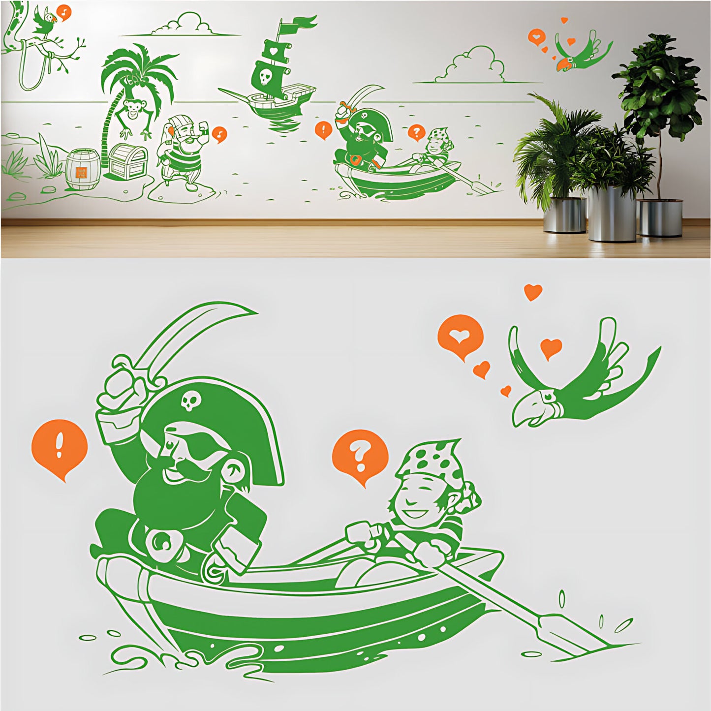 A Pirate's Life Complete Wall Mural – Kids Bedroom Cartoon Pirate Sticker Set