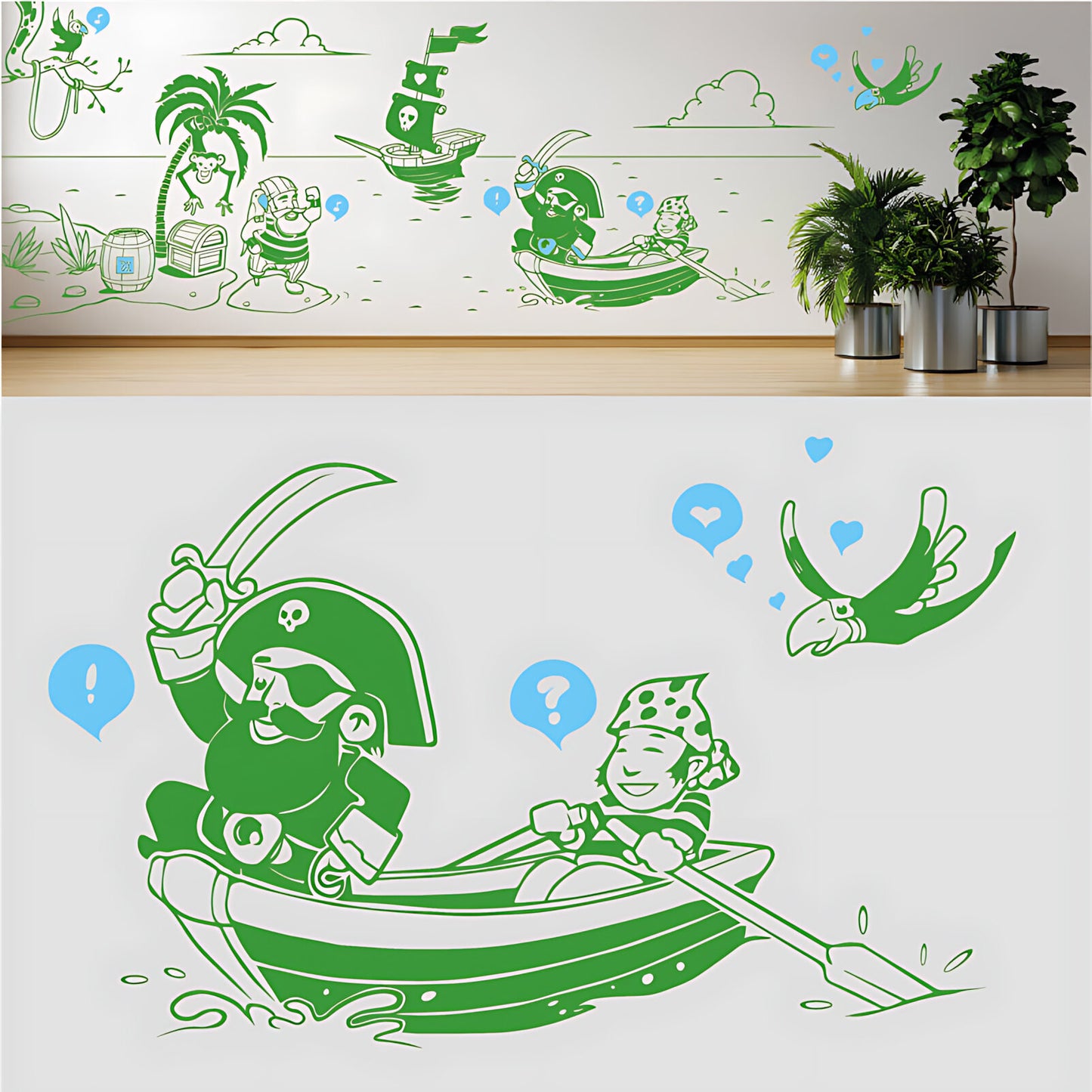 A Pirate's Life Complete Wall Mural – Kids Bedroom Cartoon Pirate Sticker Set
