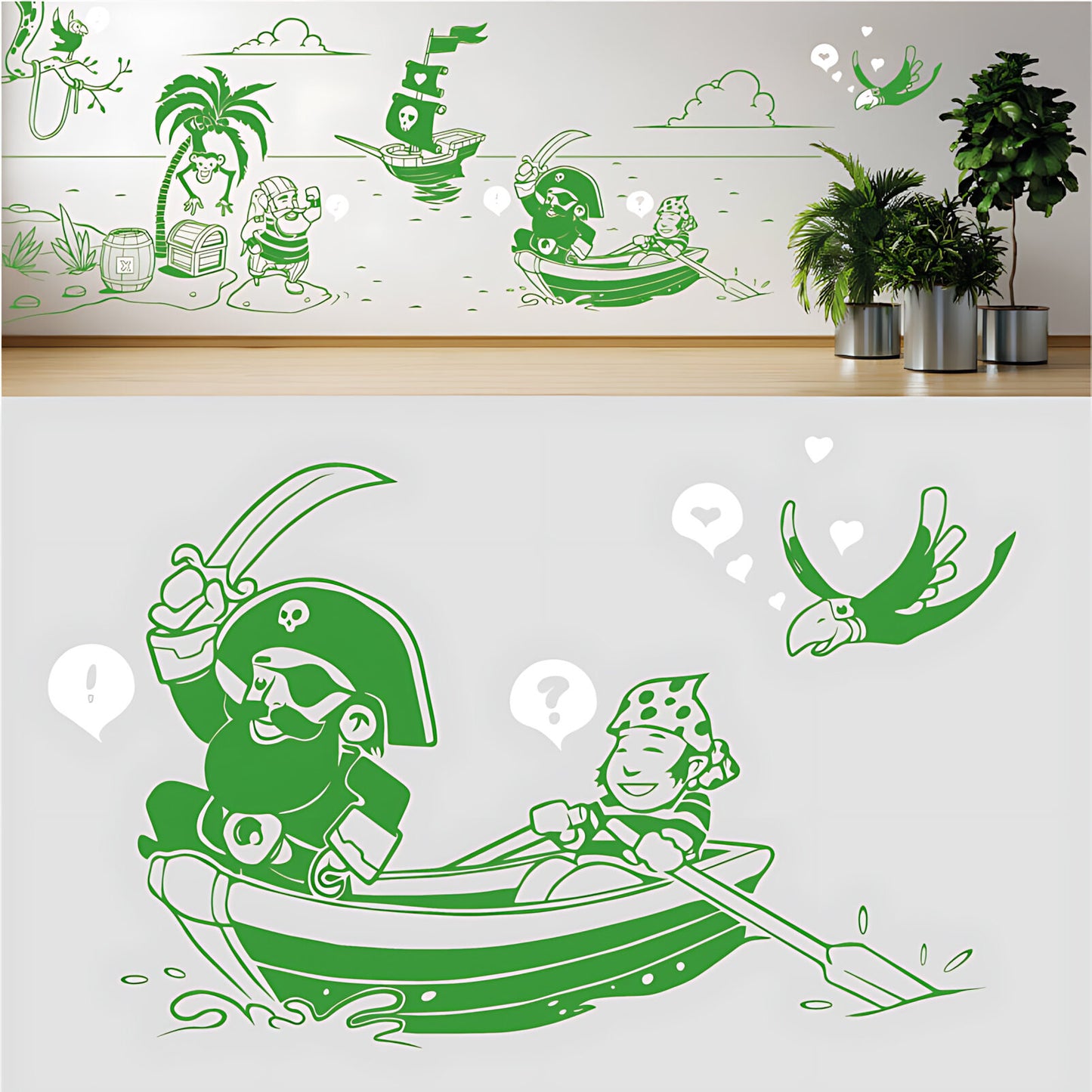 A Pirate's Life Complete Wall Mural – Kids Bedroom Cartoon Pirate Sticker Set