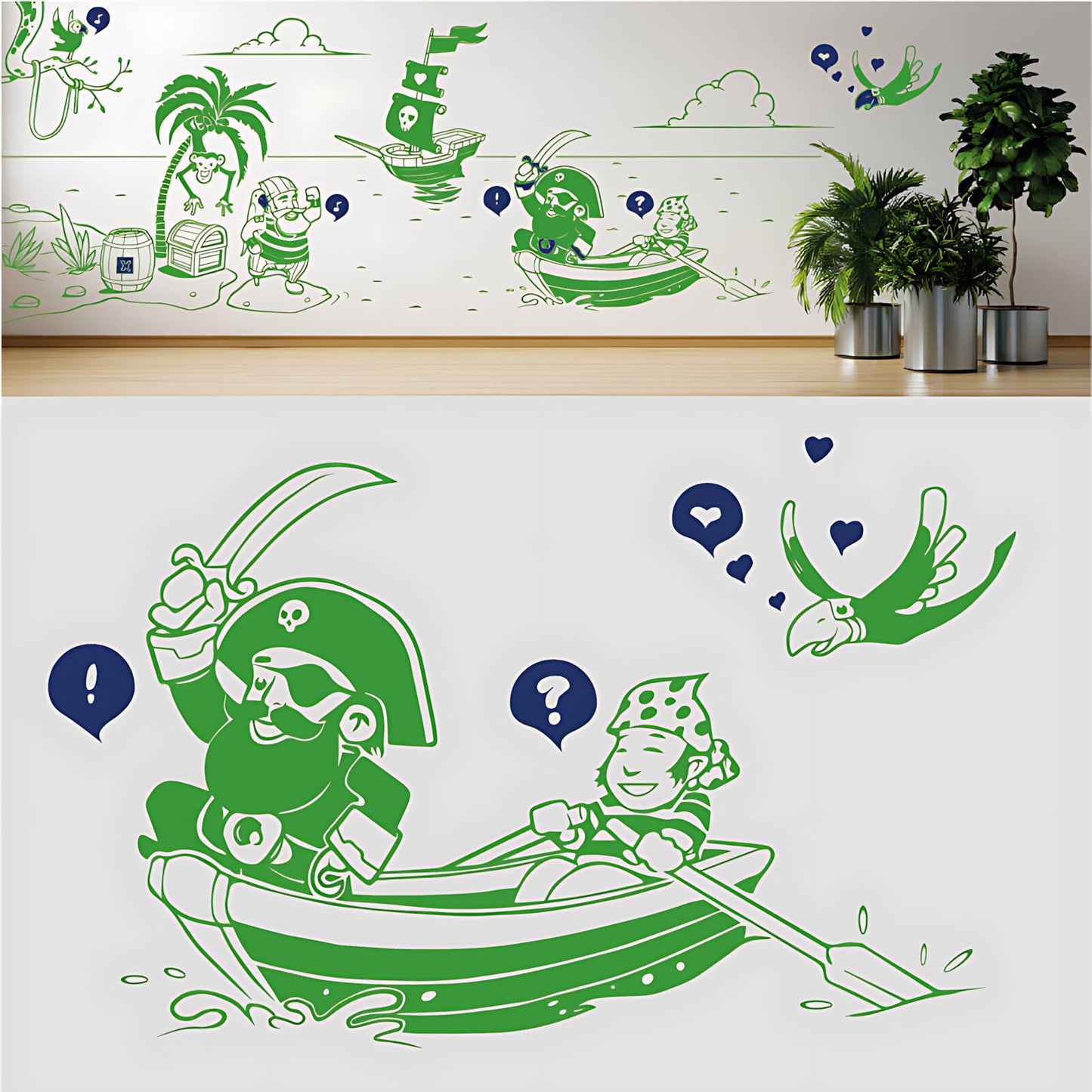A Pirate's Life Complete Wall Mural – Kids Bedroom Cartoon Pirate Sticker Set