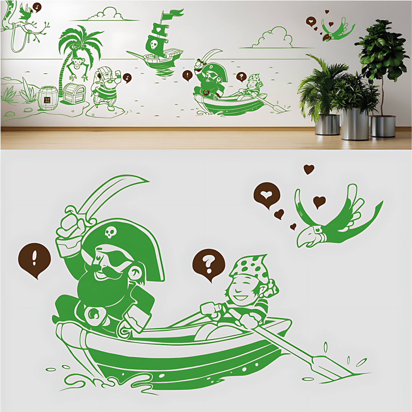 A Pirate's Life Complete Wall Mural – Kids Bedroom Cartoon Pirate Sticker Set