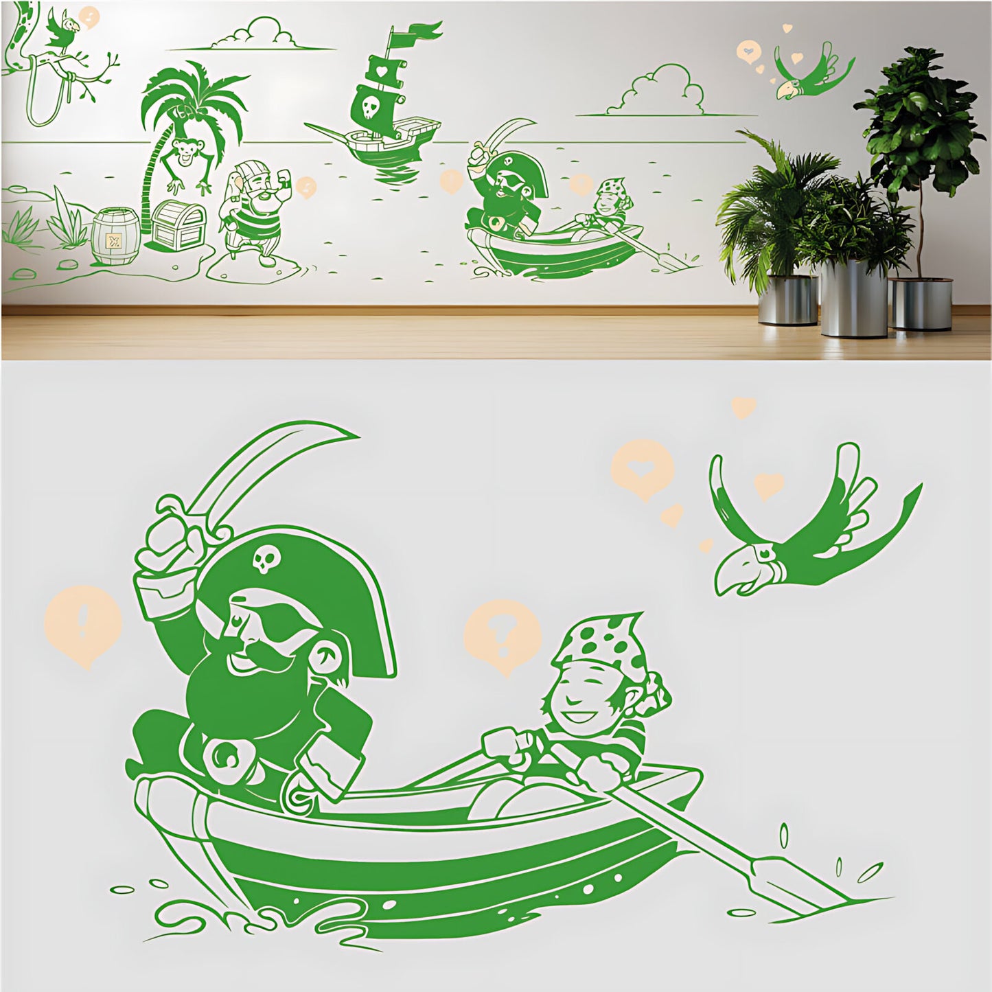 A Pirate's Life Complete Wall Mural – Kids Bedroom Cartoon Pirate Sticker Set