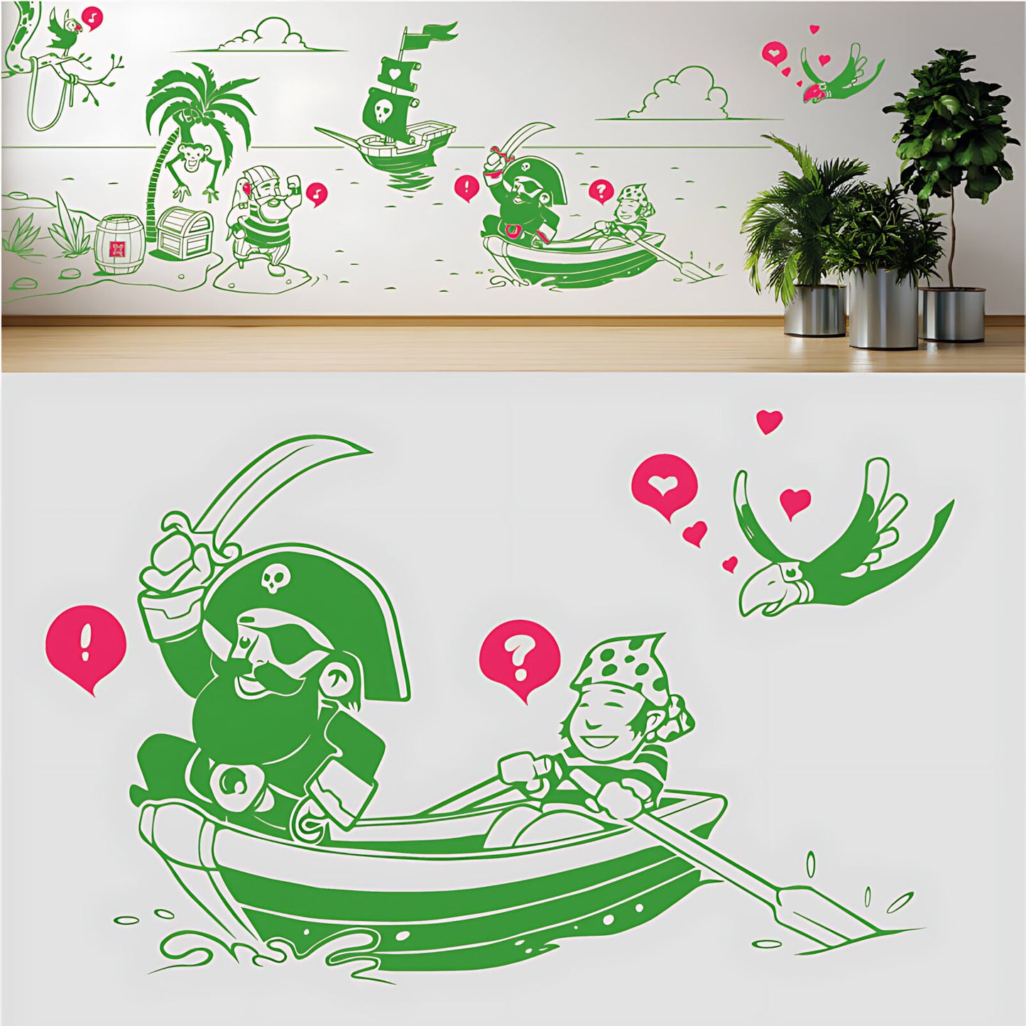 A Pirate's Life Complete Wall Mural – Kids Bedroom Cartoon Pirate Sticker Set