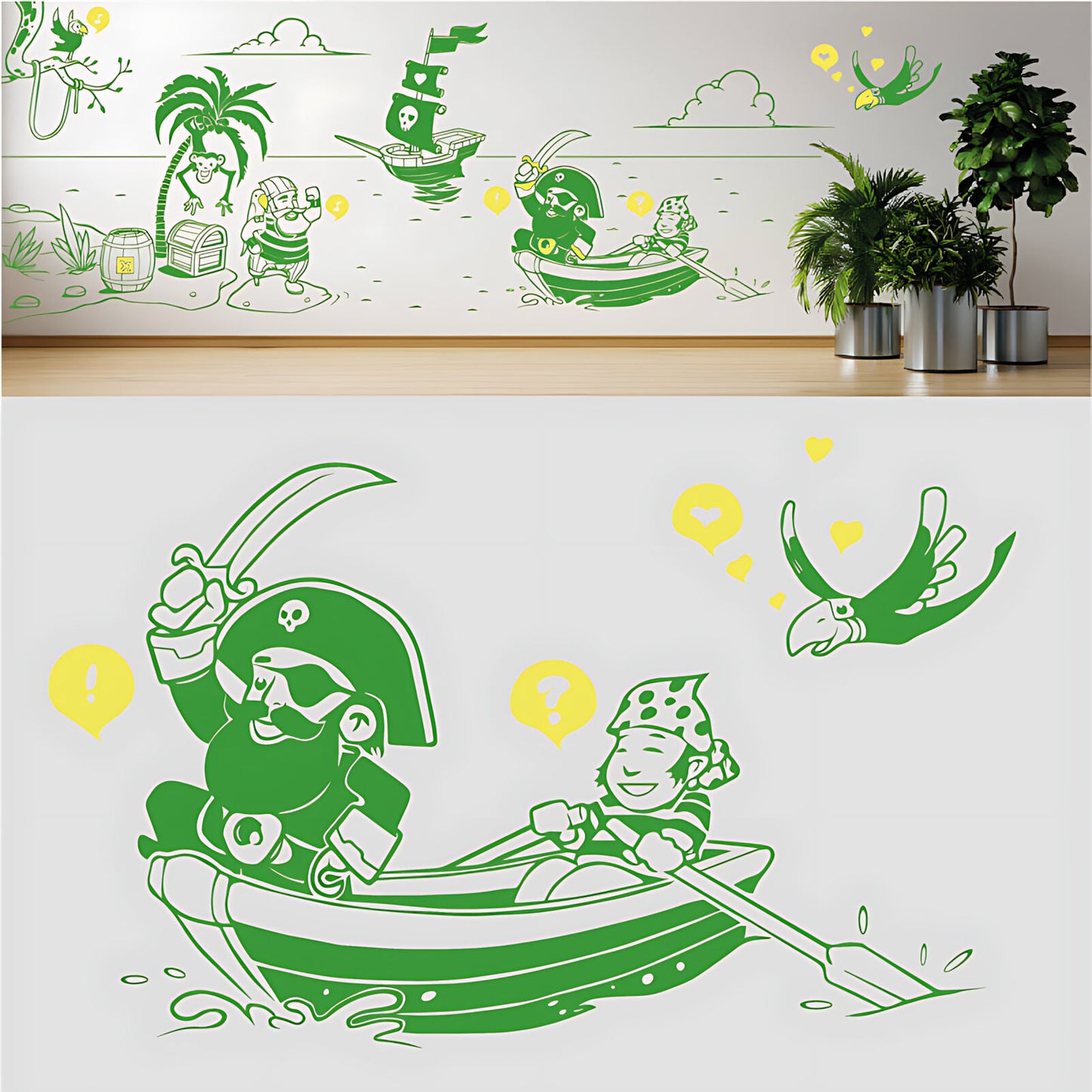 A Pirate's Life Complete Wall Mural – Kids Bedroom Cartoon Pirate Sticker Set
