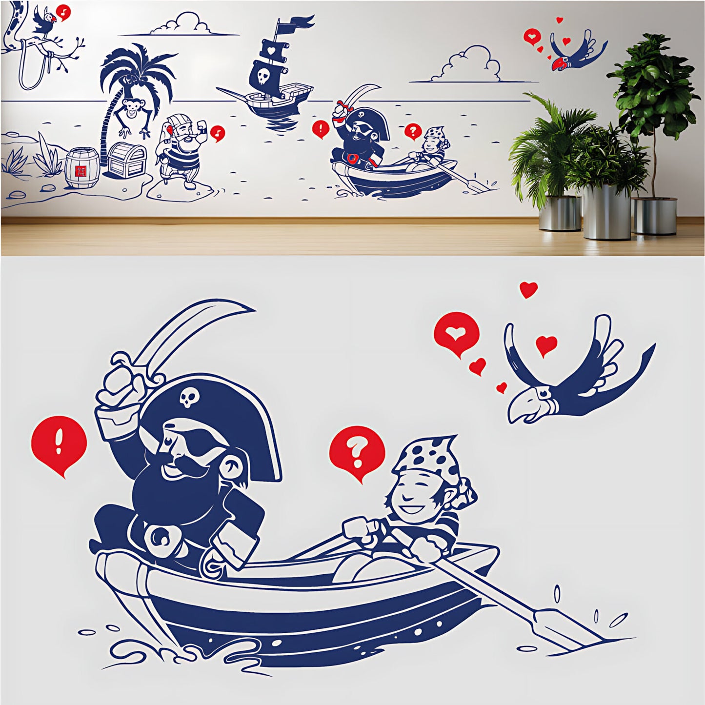 A Pirate's Life Complete Wall Mural – Kids Bedroom Cartoon Pirate Sticker Set