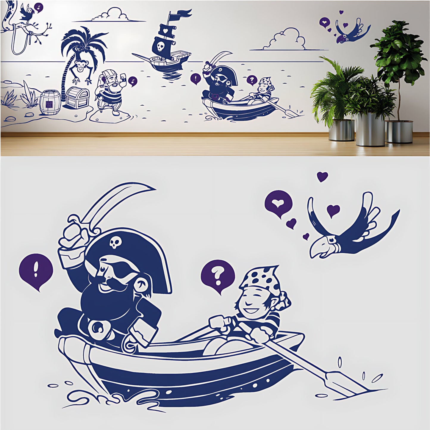 A Pirate's Life Complete Wall Mural – Kids Bedroom Cartoon Pirate Sticker Set