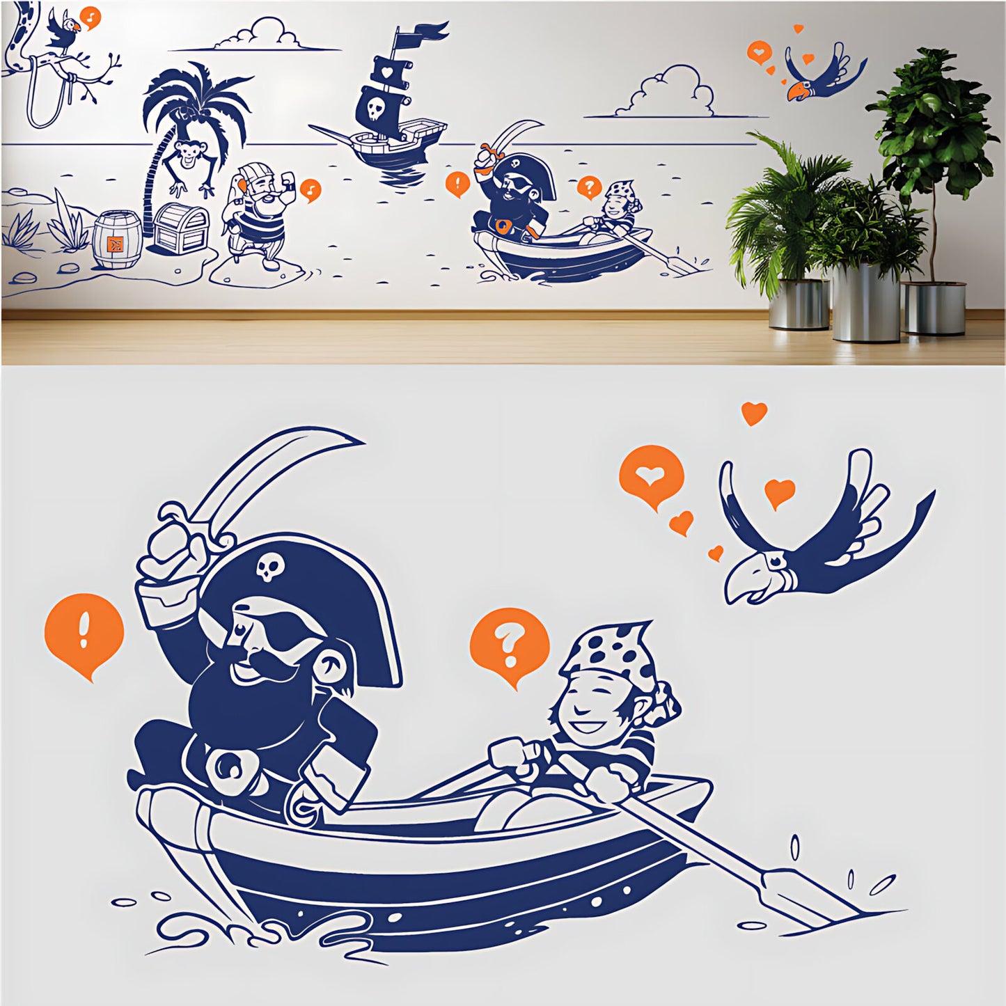 A Pirate's Life Complete Wall Mural – Kids Bedroom Cartoon Pirate Sticker Set