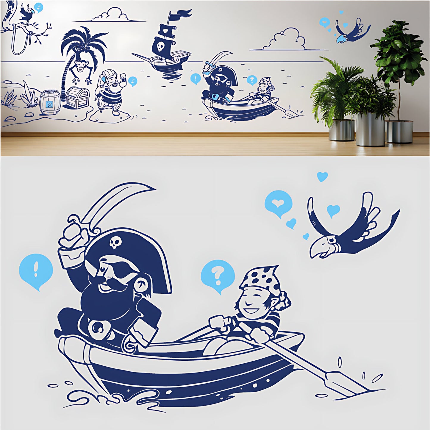 A Pirate's Life Complete Wall Mural – Kids Bedroom Cartoon Pirate Sticker Set