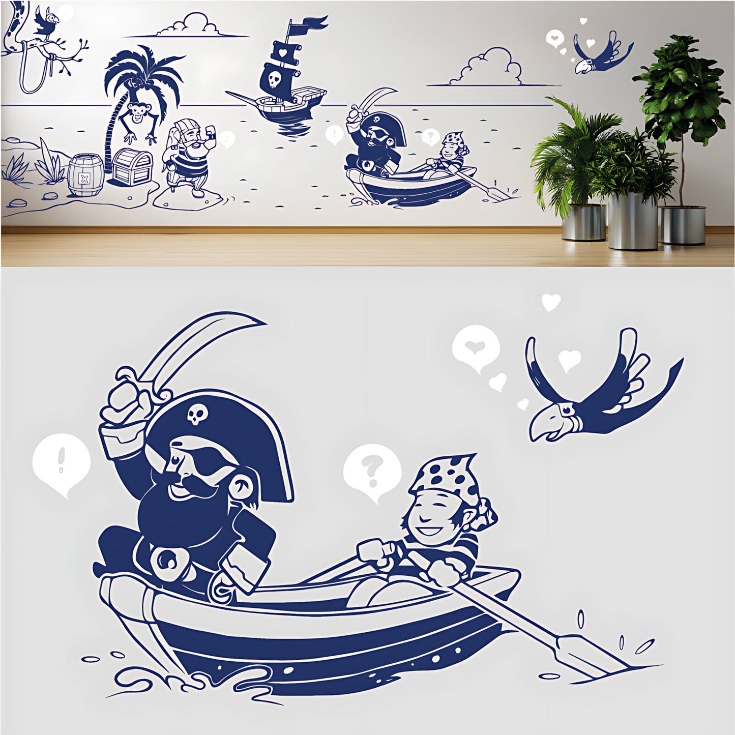 A Pirate's Life Complete Wall Mural – Kids Bedroom Cartoon Pirate Sticker Set