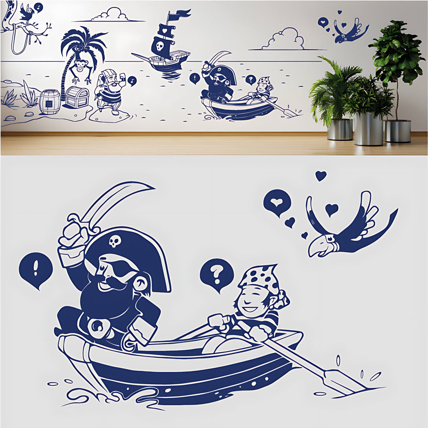 A Pirate's Life Complete Wall Mural – Kids Bedroom Cartoon Pirate Sticker Set