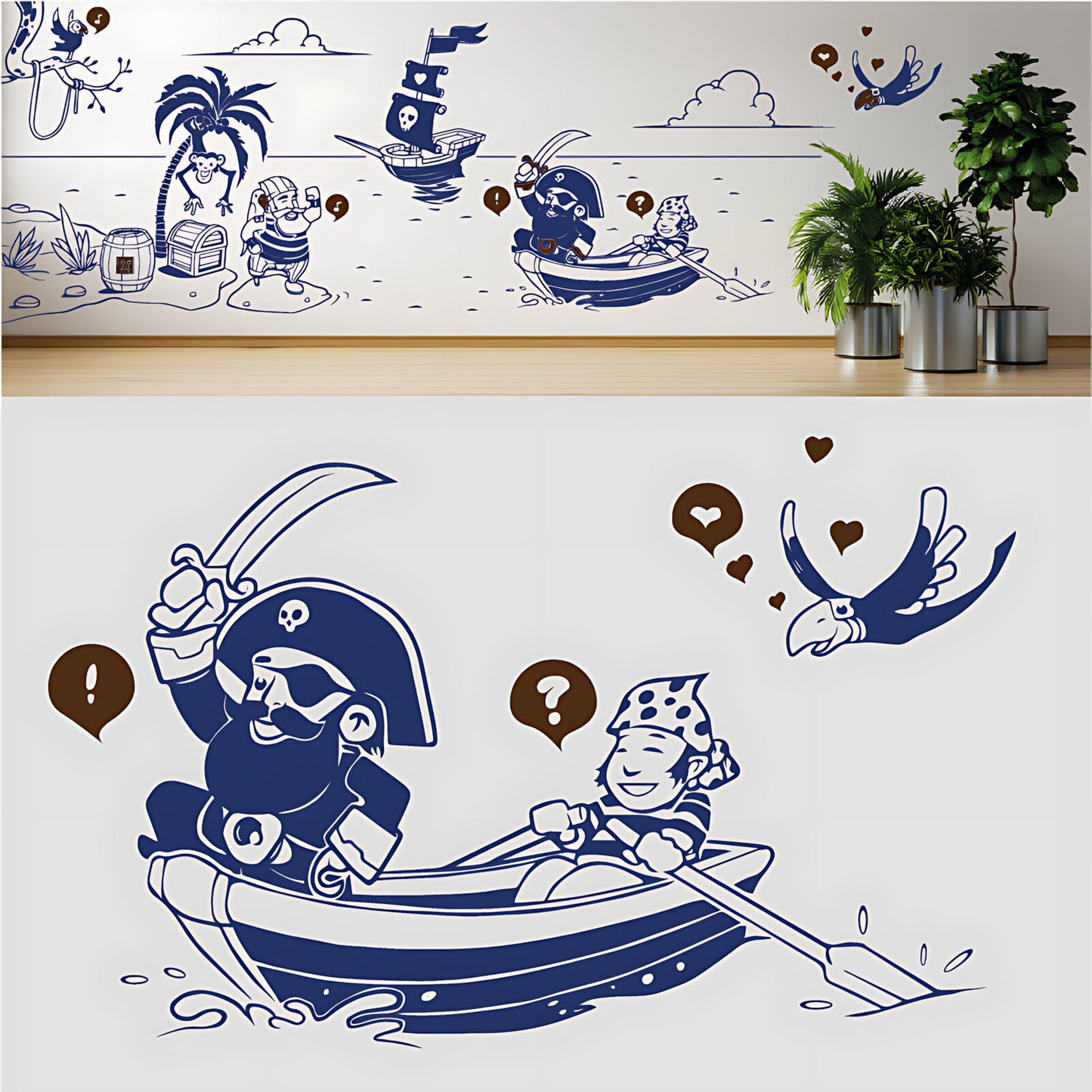 A Pirate's Life Complete Wall Mural – Kids Bedroom Cartoon Pirate Sticker Set