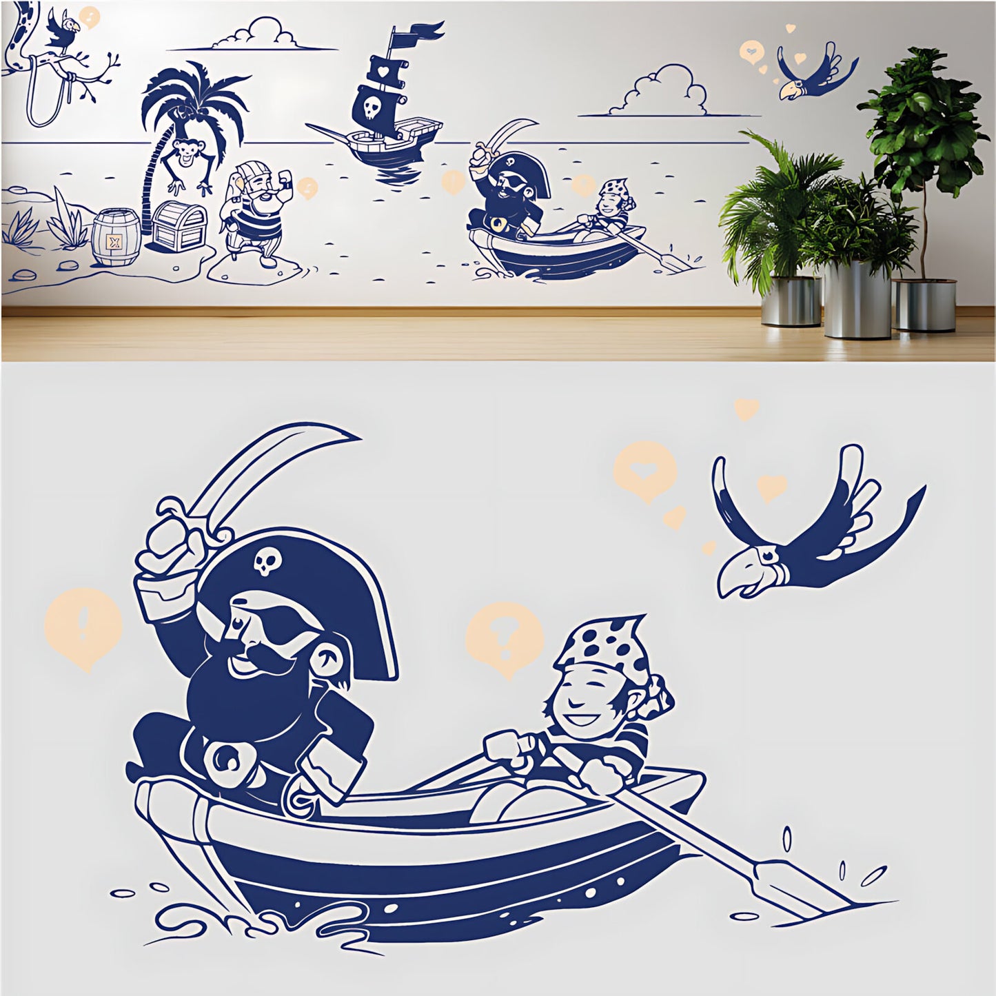 A Pirate's Life Complete Wall Mural – Kids Bedroom Cartoon Pirate Sticker Set