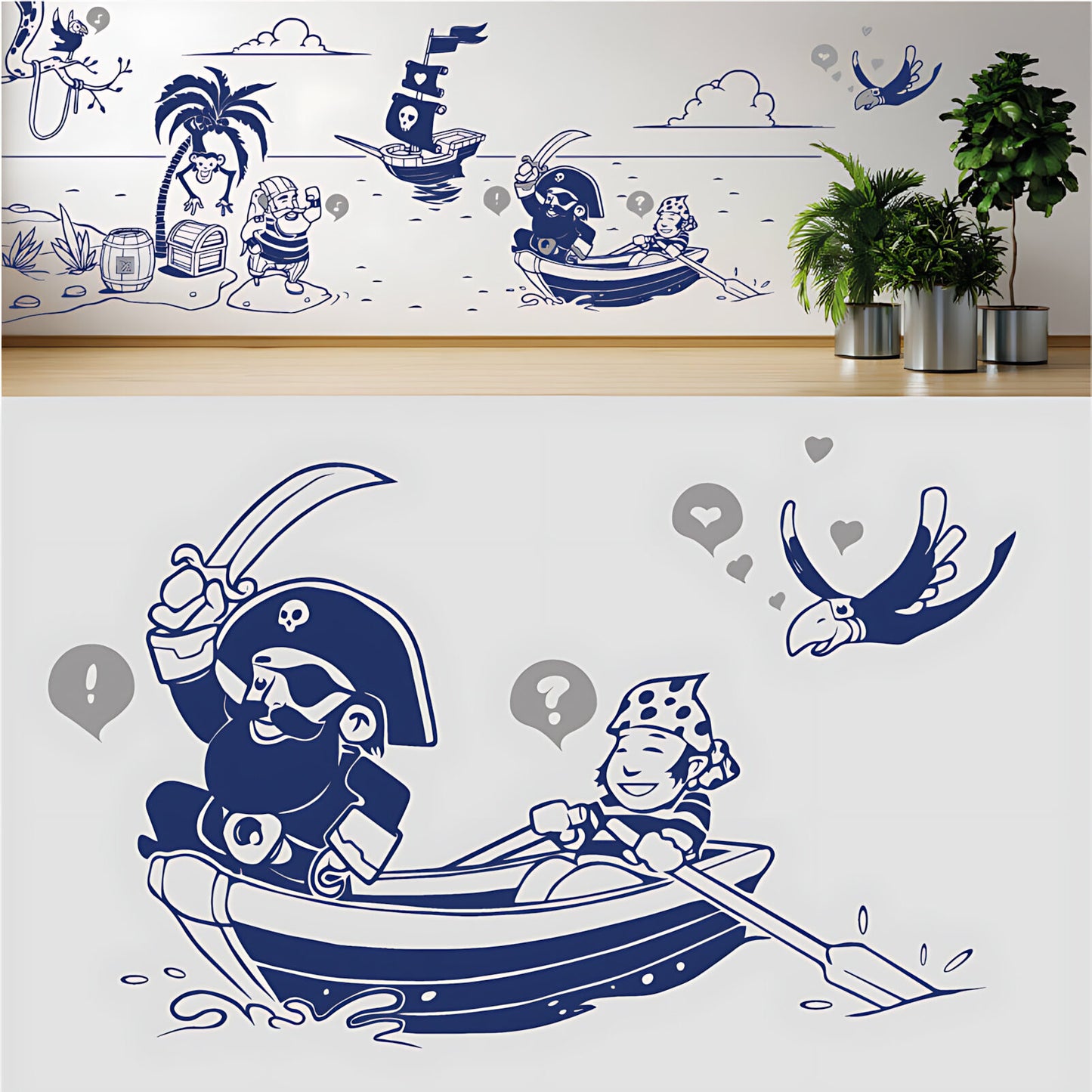 A Pirate's Life Complete Wall Mural – Kids Bedroom Cartoon Pirate Sticker Set