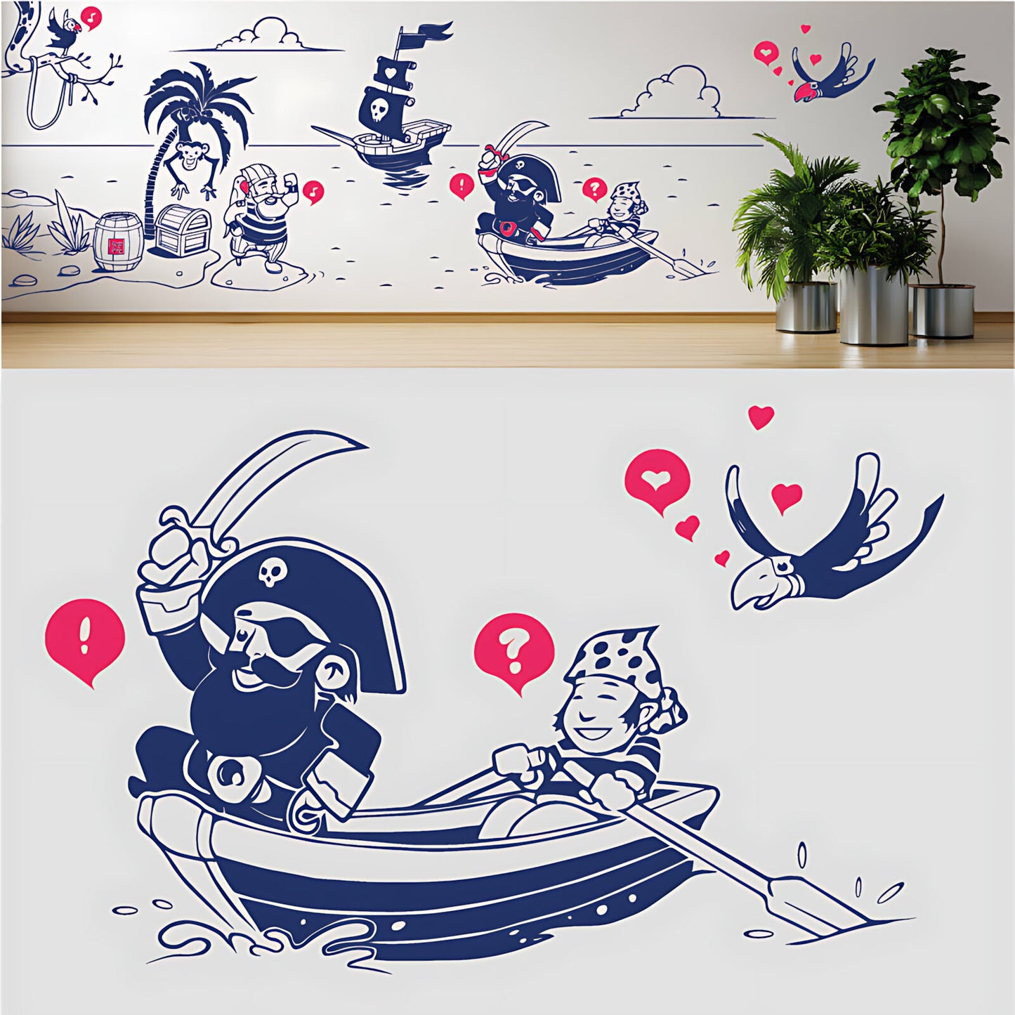 A Pirate's Life Complete Wall Mural – Kids Bedroom Cartoon Pirate Sticker Set