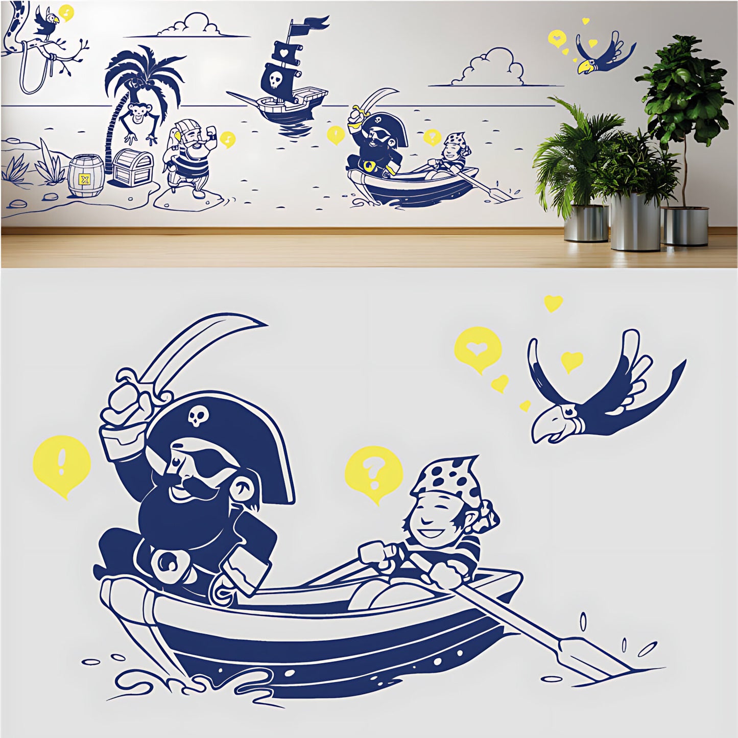 A Pirate's Life Complete Wall Mural – Kids Bedroom Cartoon Pirate Sticker Set