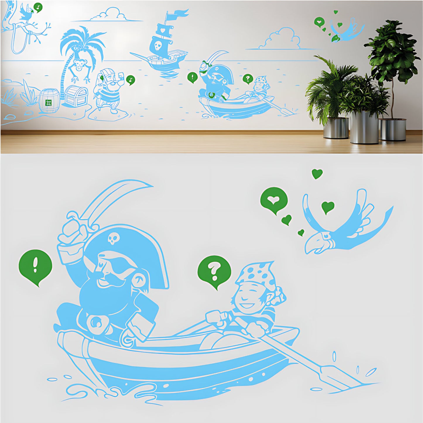A Pirate's Life Complete Wall Mural – Kids Bedroom Cartoon Pirate Sticker Set